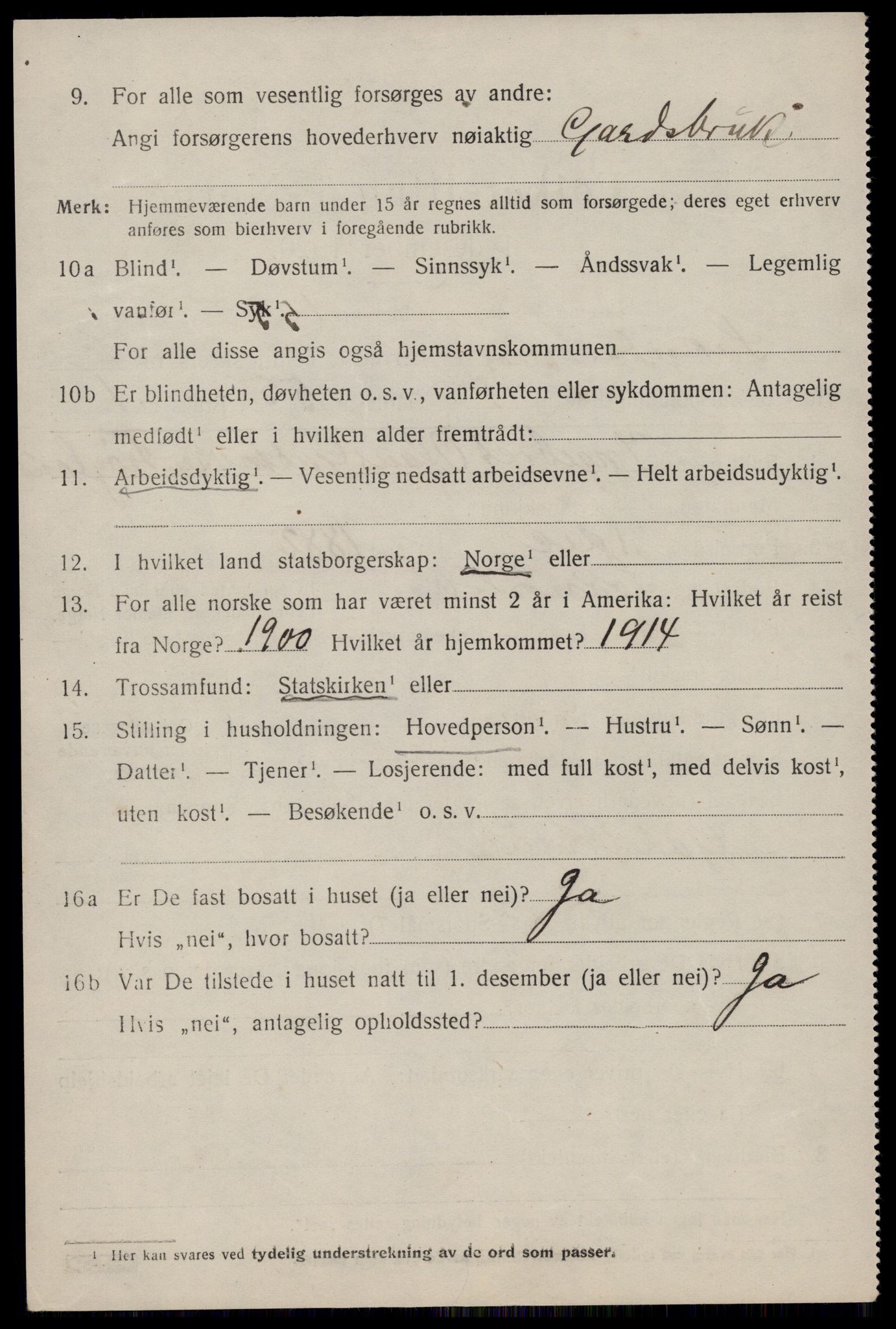SAST, 1920 census for Sokndal, 1920, p. 4206