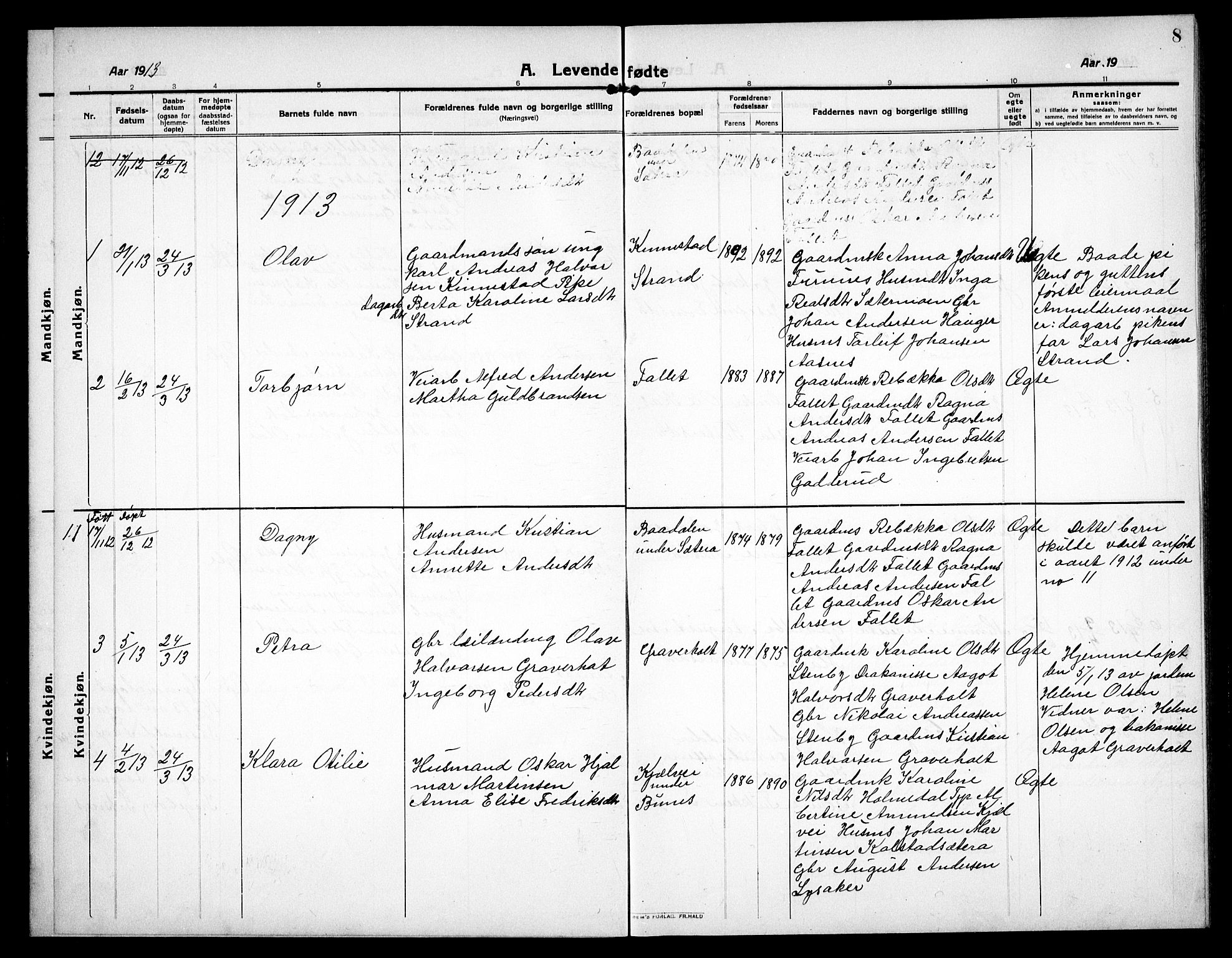 Høland prestekontor Kirkebøker, AV/SAO-A-10346a/G/Gc/L0002: Parish register (copy) no. III 2, 1912-1925, p. 8