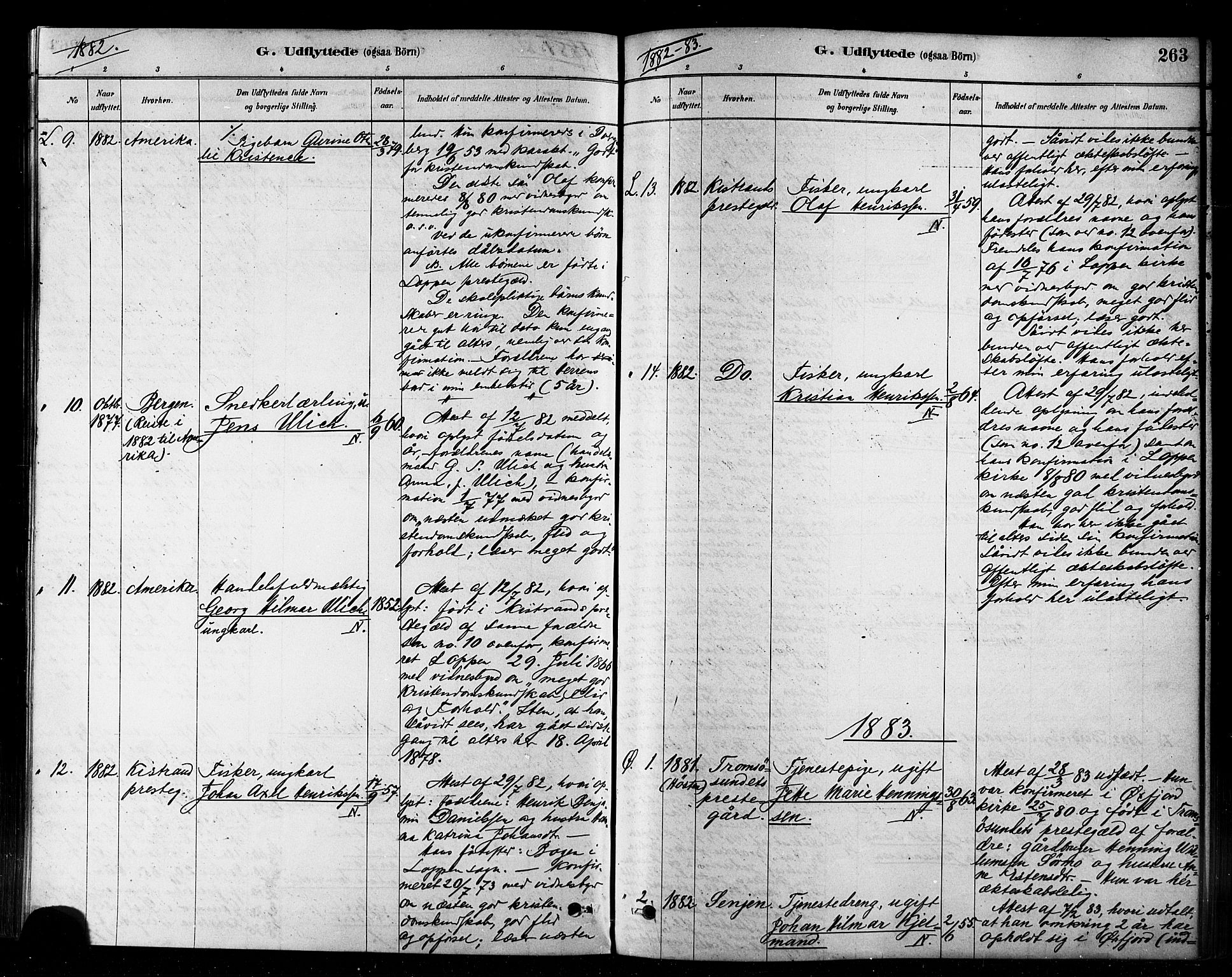 Loppa sokneprestkontor, SATØ/S-1339/H/Ha/L0006kirke: Parish register (official) no. 6, 1879-1895, p. 263
