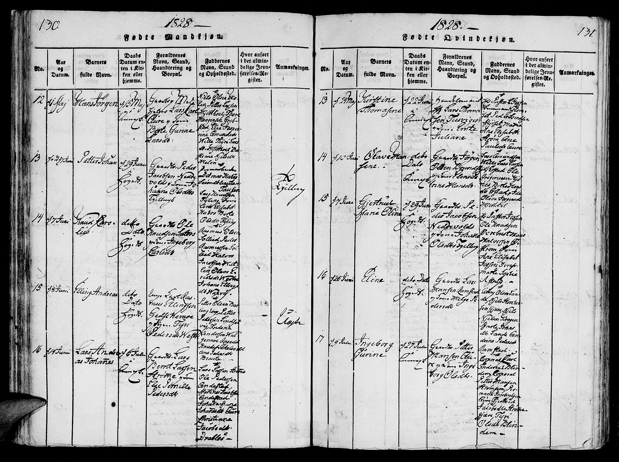 Ministerialprotokoller, klokkerbøker og fødselsregistre - Møre og Romsdal, SAT/A-1454/522/L0310: Parish register (official) no. 522A05, 1816-1832, p. 130-131