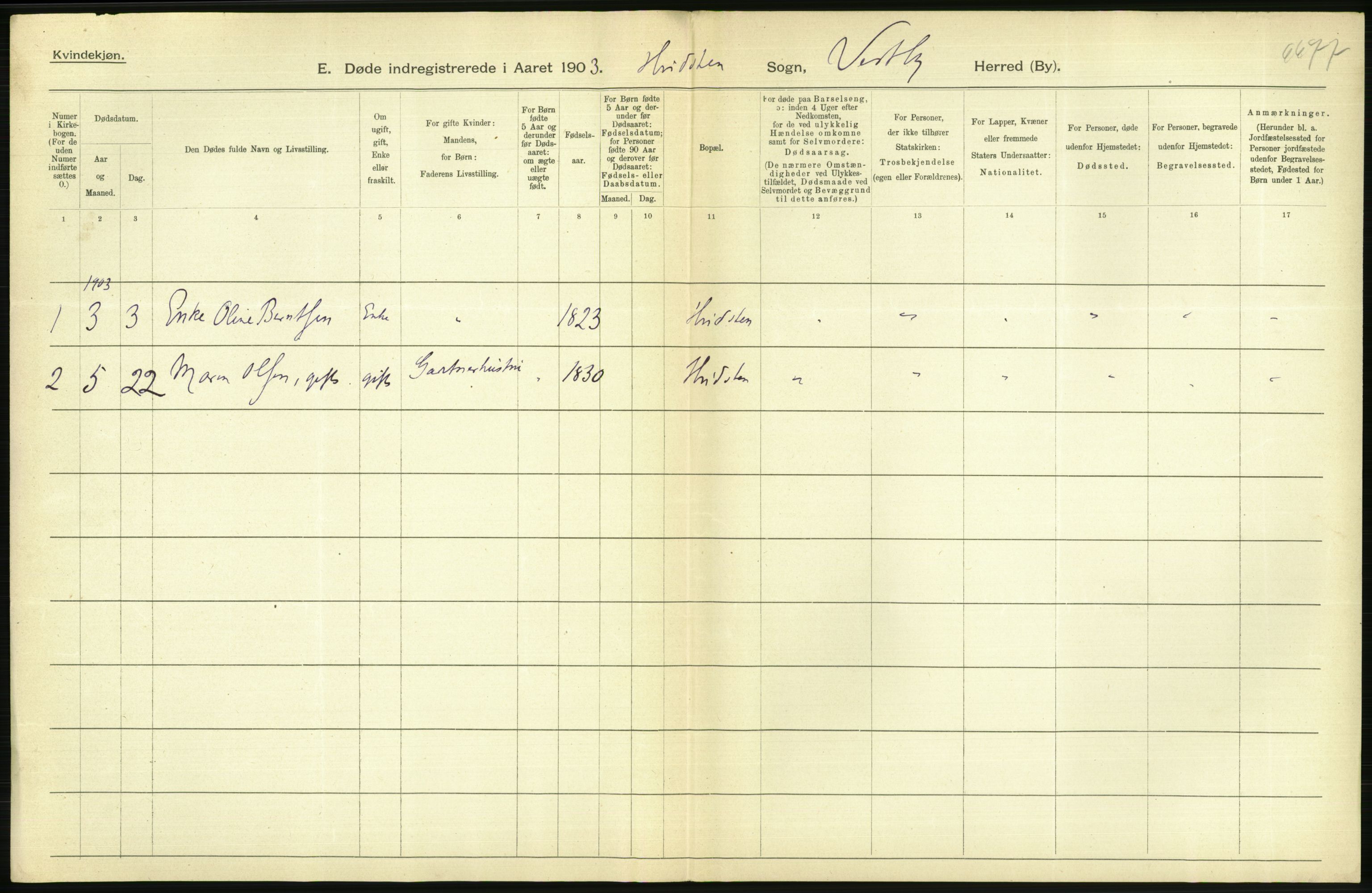 Statistisk sentralbyrå, Sosiodemografiske emner, Befolkning, AV/RA-S-2228/D/Df/Dfa/Dfaa/L0002: Akershus amt: Fødte, gifte, døde, 1903, p. 790