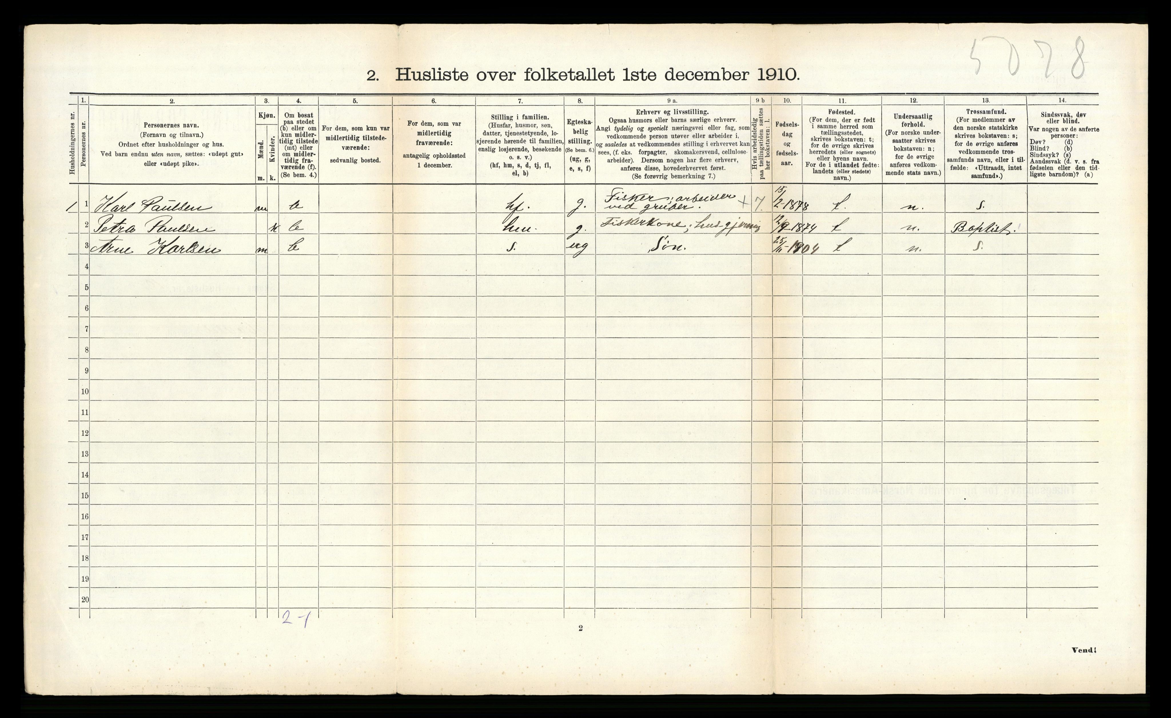 RA, 1910 census for Hadsel, 1910, p. 278