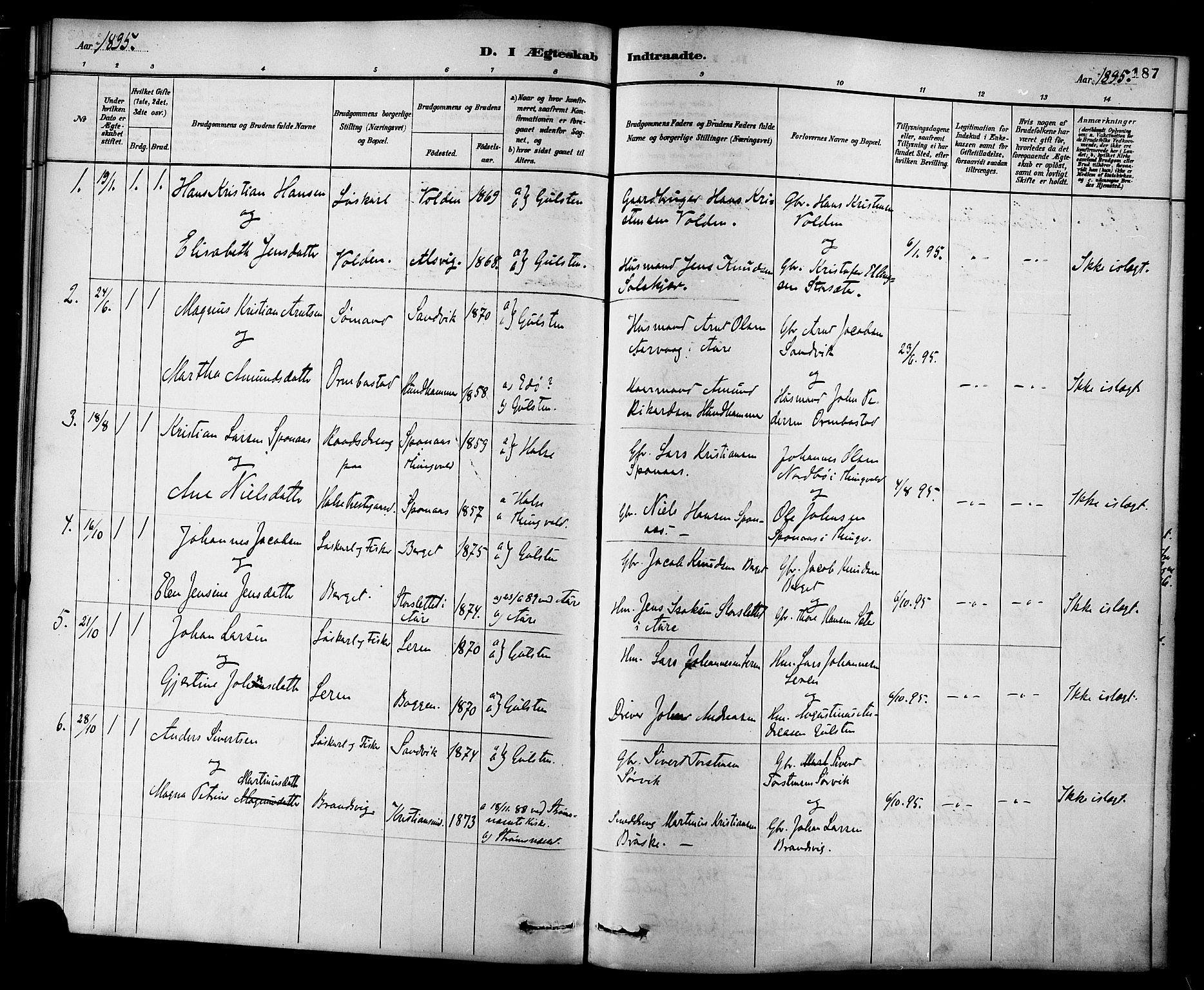 Ministerialprotokoller, klokkerbøker og fødselsregistre - Møre og Romsdal, AV/SAT-A-1454/577/L0896: Parish register (official) no. 577A03, 1880-1898, p. 187