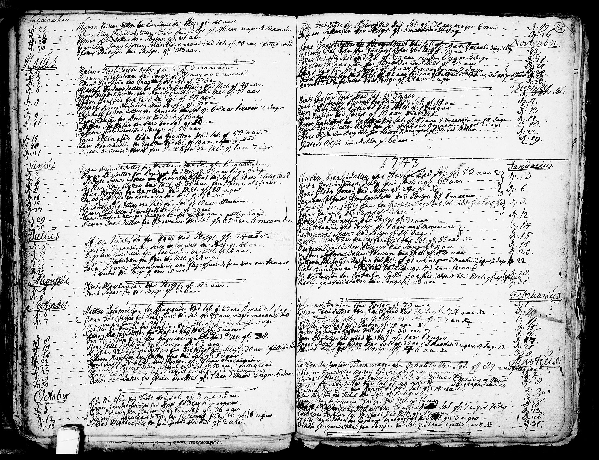 Solum kirkebøker, SAKO/A-306/F/Fa/L0002: Parish register (official) no. I 2, 1713-1761, p. 161