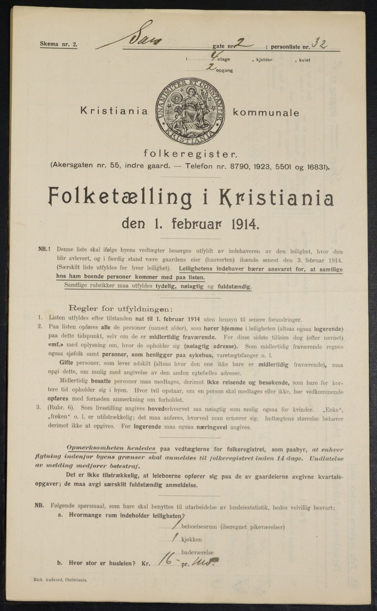 OBA, Municipal Census 1914 for Kristiania, 1914, p. 89072