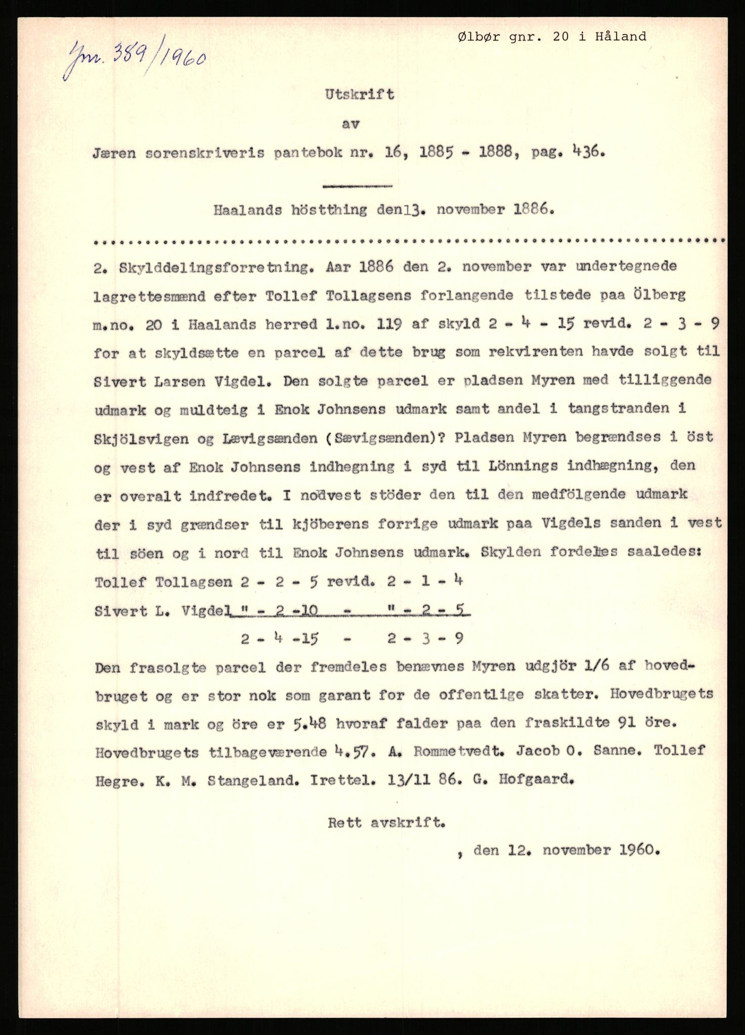 Statsarkivet i Stavanger, AV/SAST-A-101971/03/Y/Yj/L0098: Avskrifter sortert etter gårdsnavn: Øigrei - Østeinstad, 1750-1930, p. 197