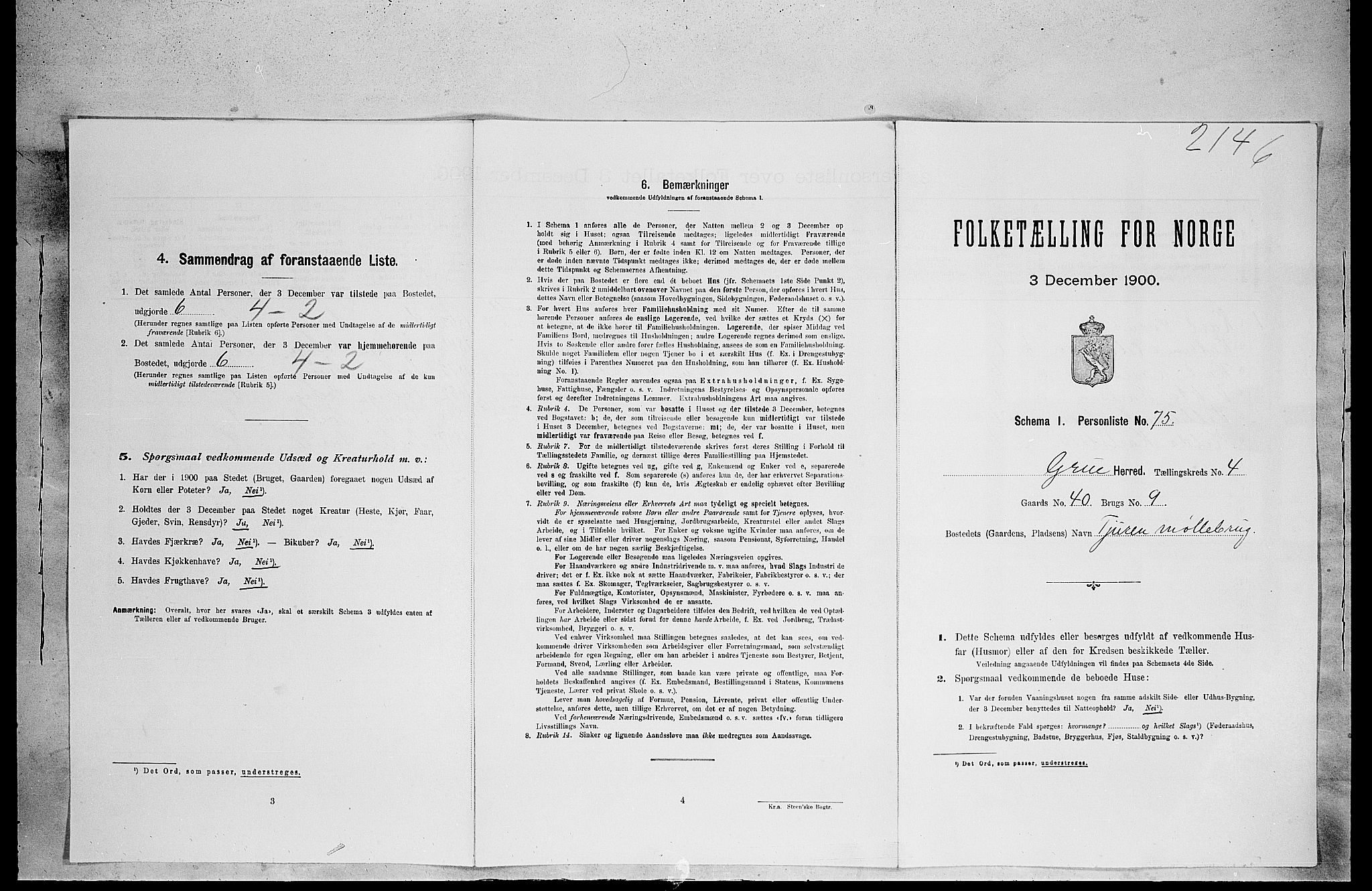 SAH, 1900 census for Grue, 1900, p. 895