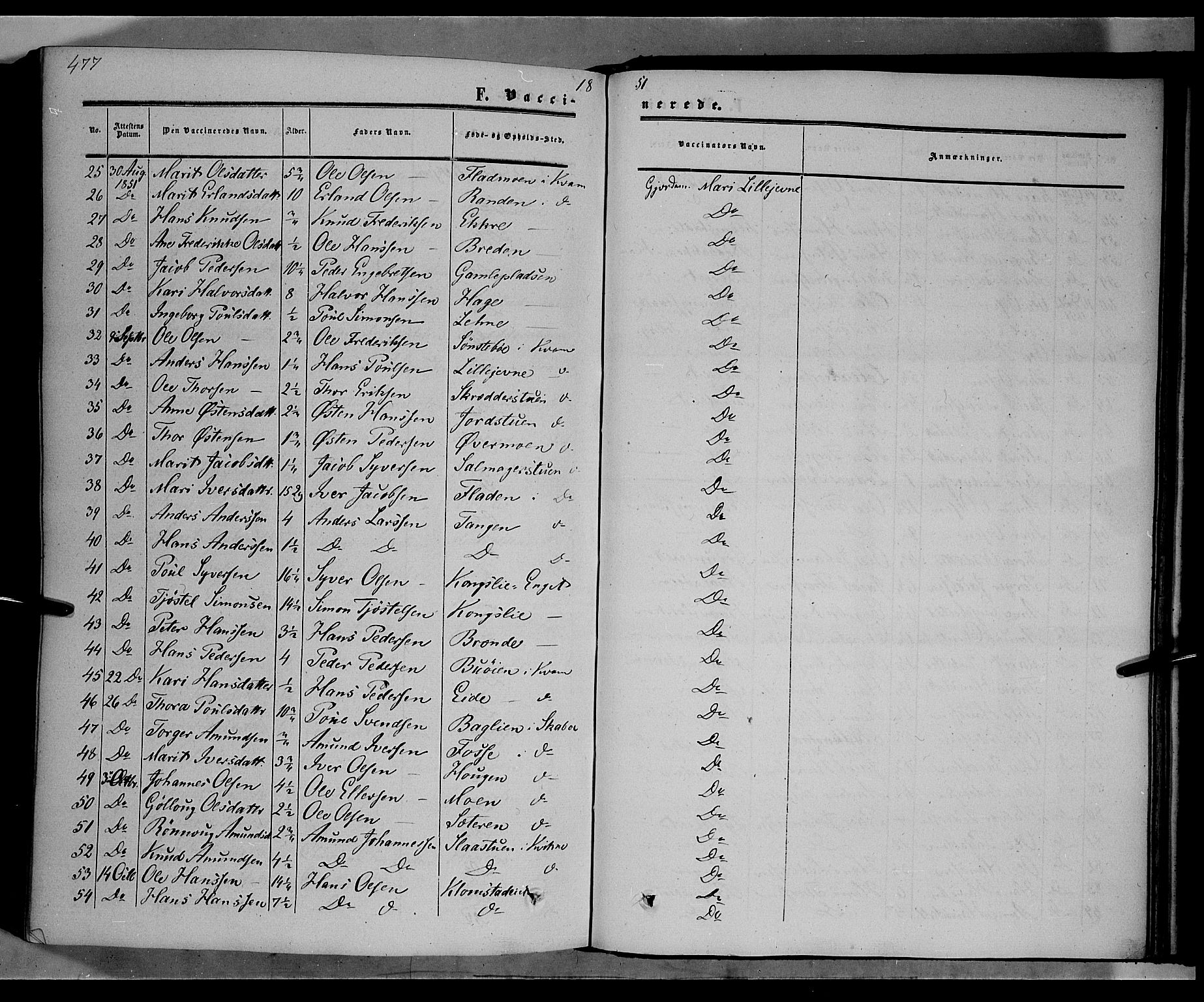 Nord-Fron prestekontor, AV/SAH-PREST-080/H/Ha/Haa/L0001: Parish register (official) no. 1, 1851-1864, p. 477