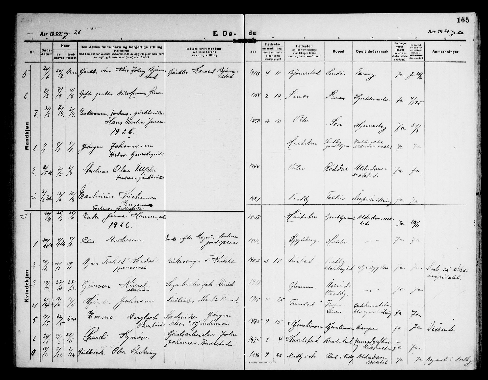 Vestby prestekontor Kirkebøker, AV/SAO-A-10893/G/Ga/L0003: Parish register (copy) no. I 3, 1917-1947, p. 165