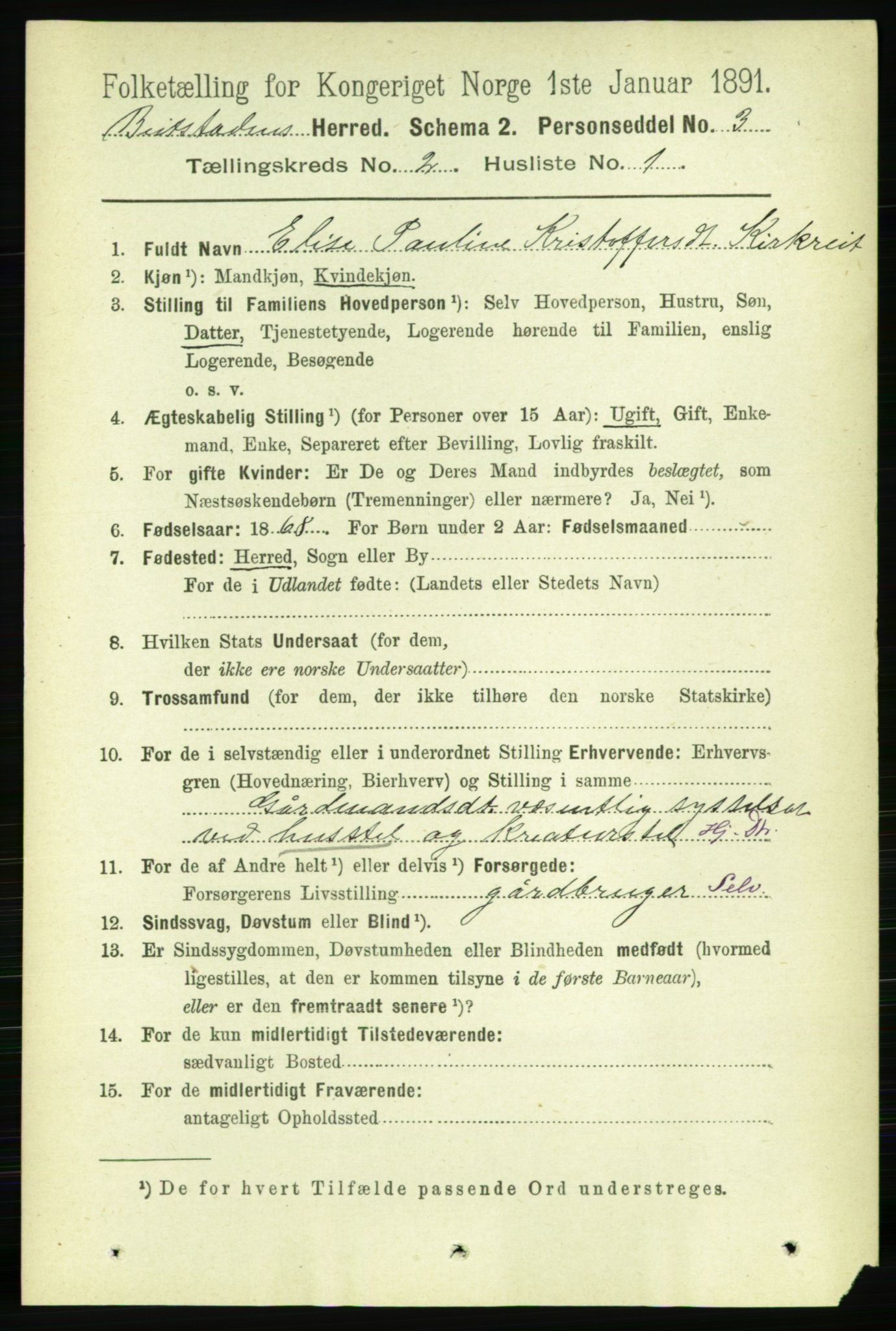 RA, 1891 census for 1727 Beitstad, 1891, p. 375