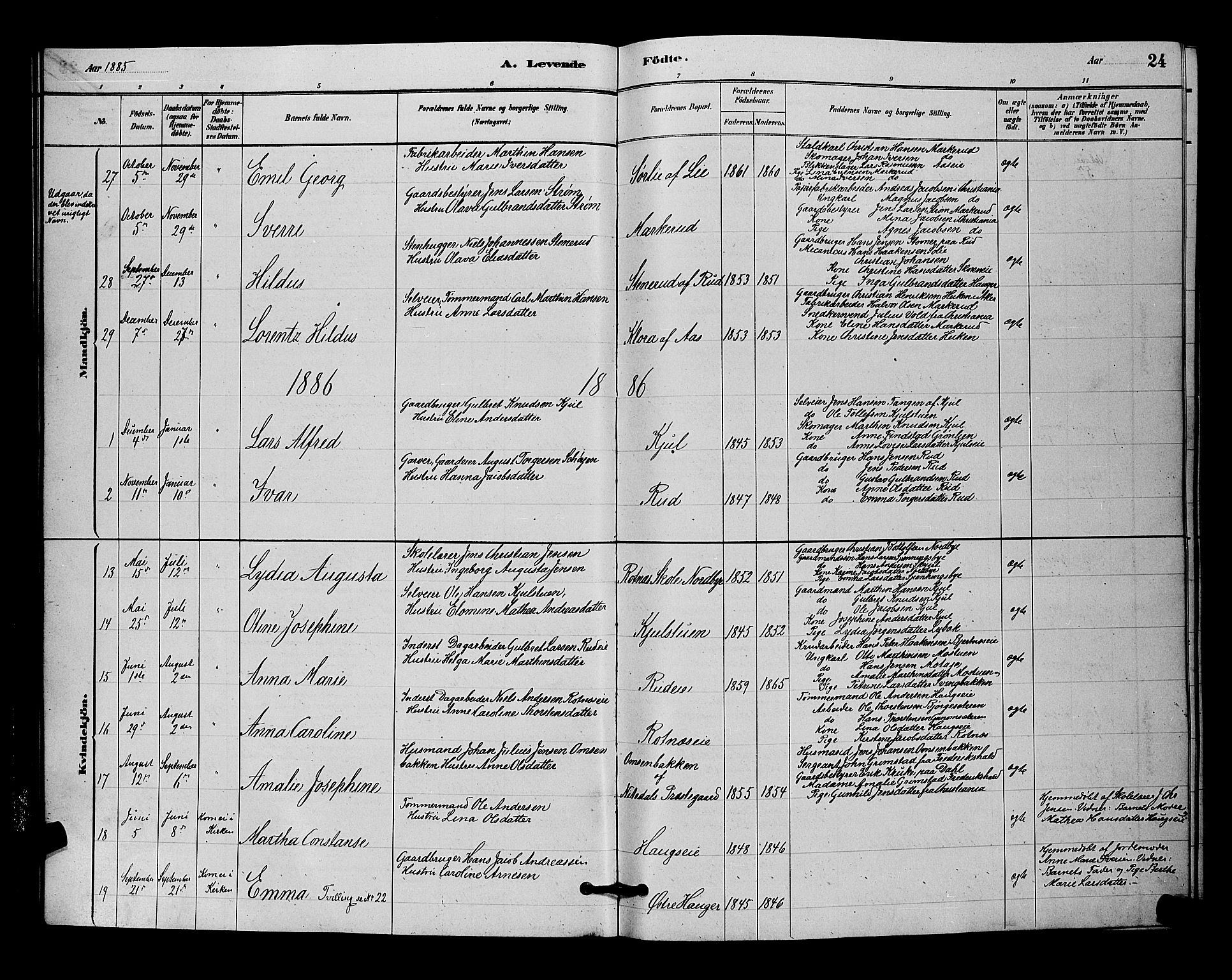 Nittedal prestekontor Kirkebøker, SAO/A-10365a/G/Ga/L0002: Parish register (copy) no. I 2, 1879-1901, p. 24