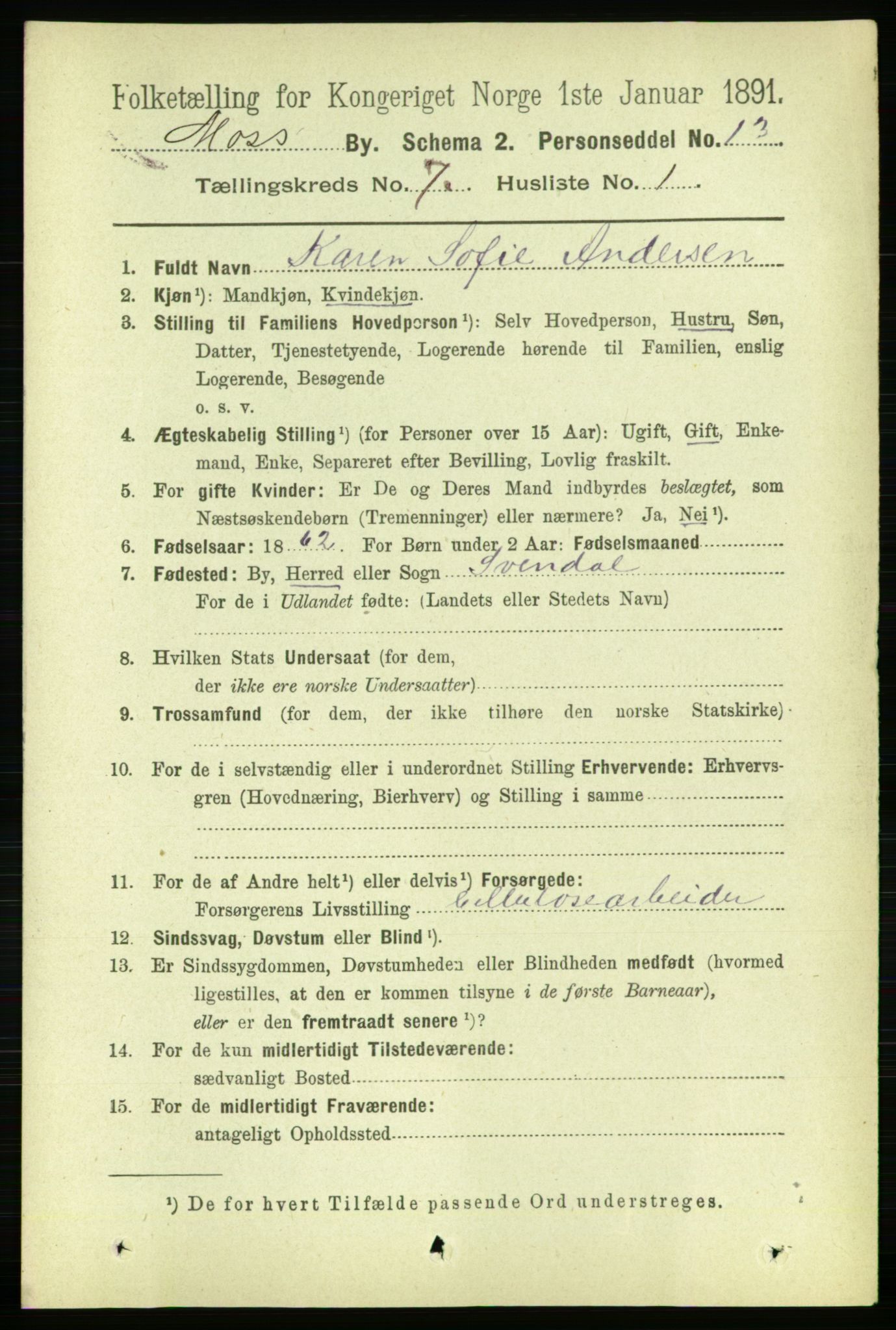 RA, 1891 census for 0104 Moss, 1891, p. 3564