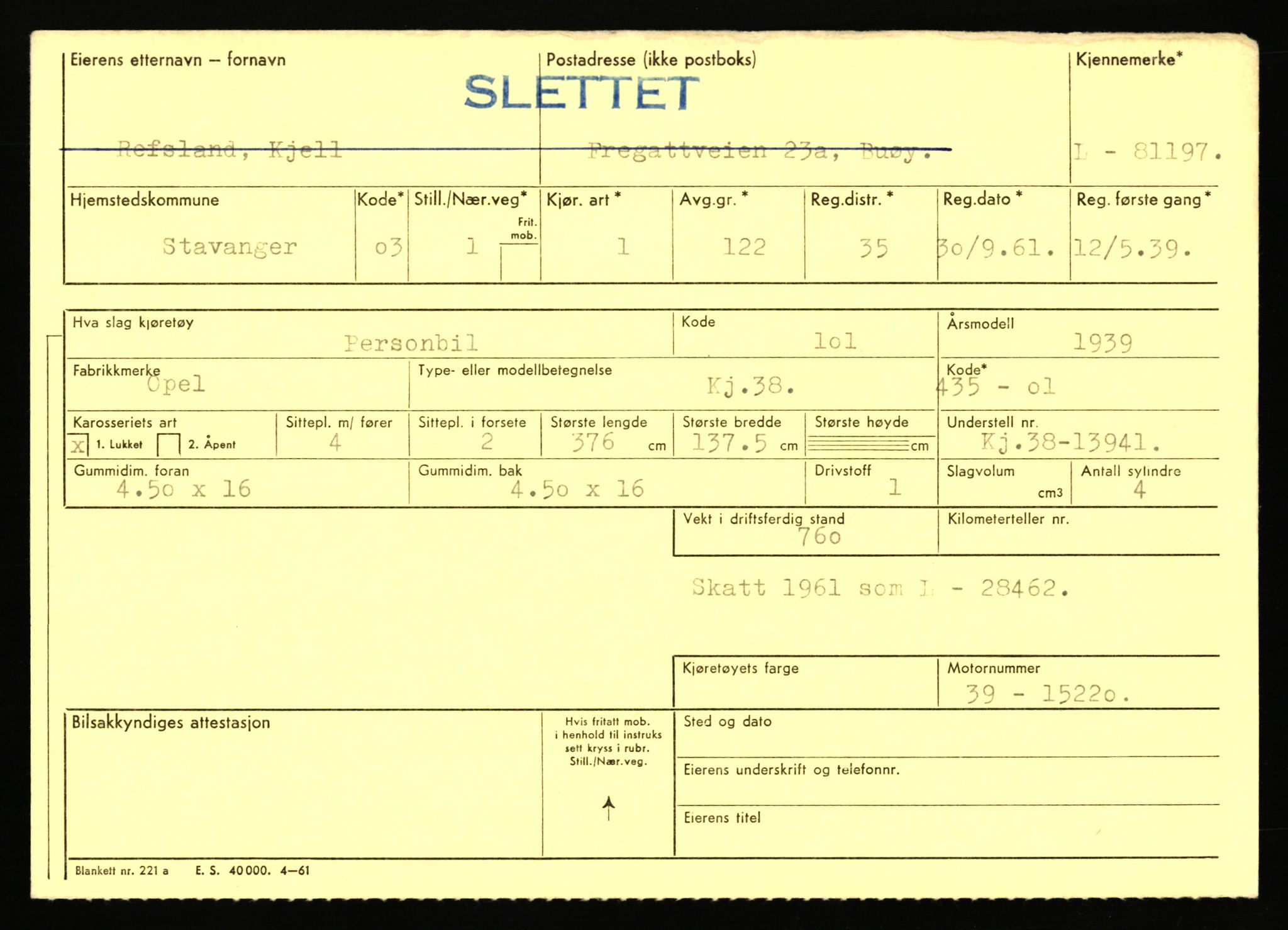 Stavanger trafikkstasjon, AV/SAST-A-101942/0/F/L0071: L-80500 - L-82199, 1930-1971, p. 1245