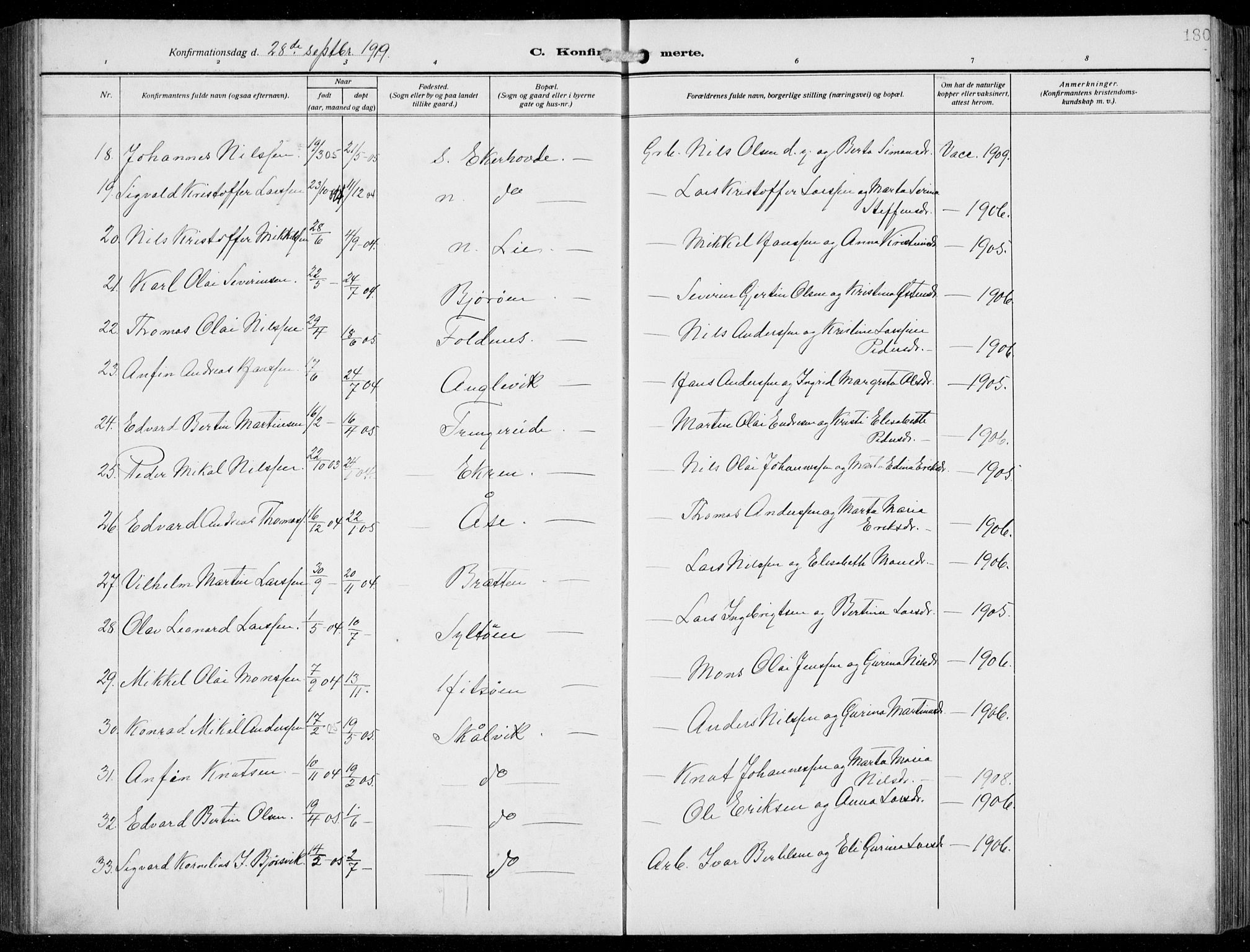 Fjell sokneprestembete, SAB/A-75301/H/Hab: Parish register (copy) no. A  6, 1918-1936, p. 180