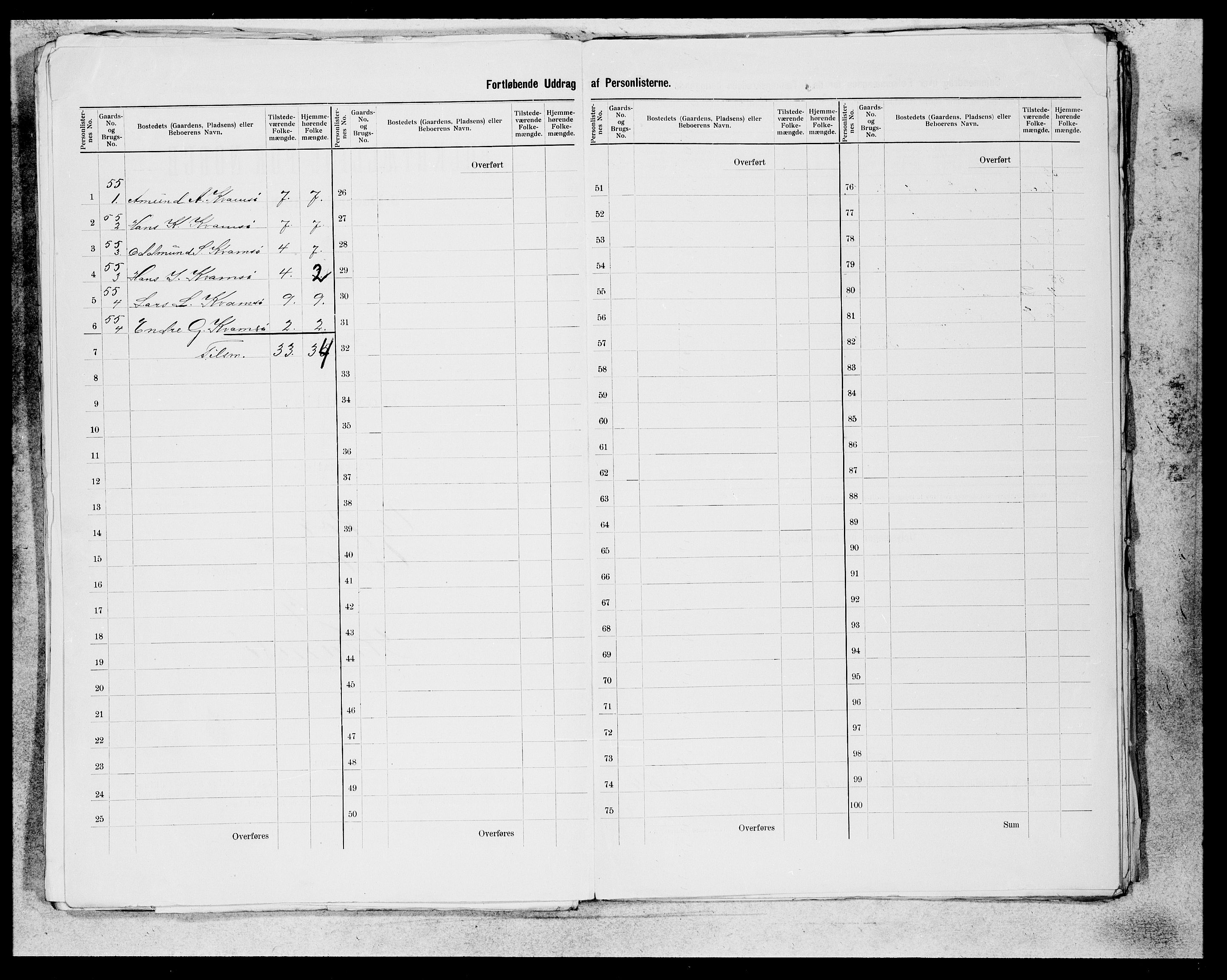 SAB, 1900 census for Kvam, 1900, p. 34