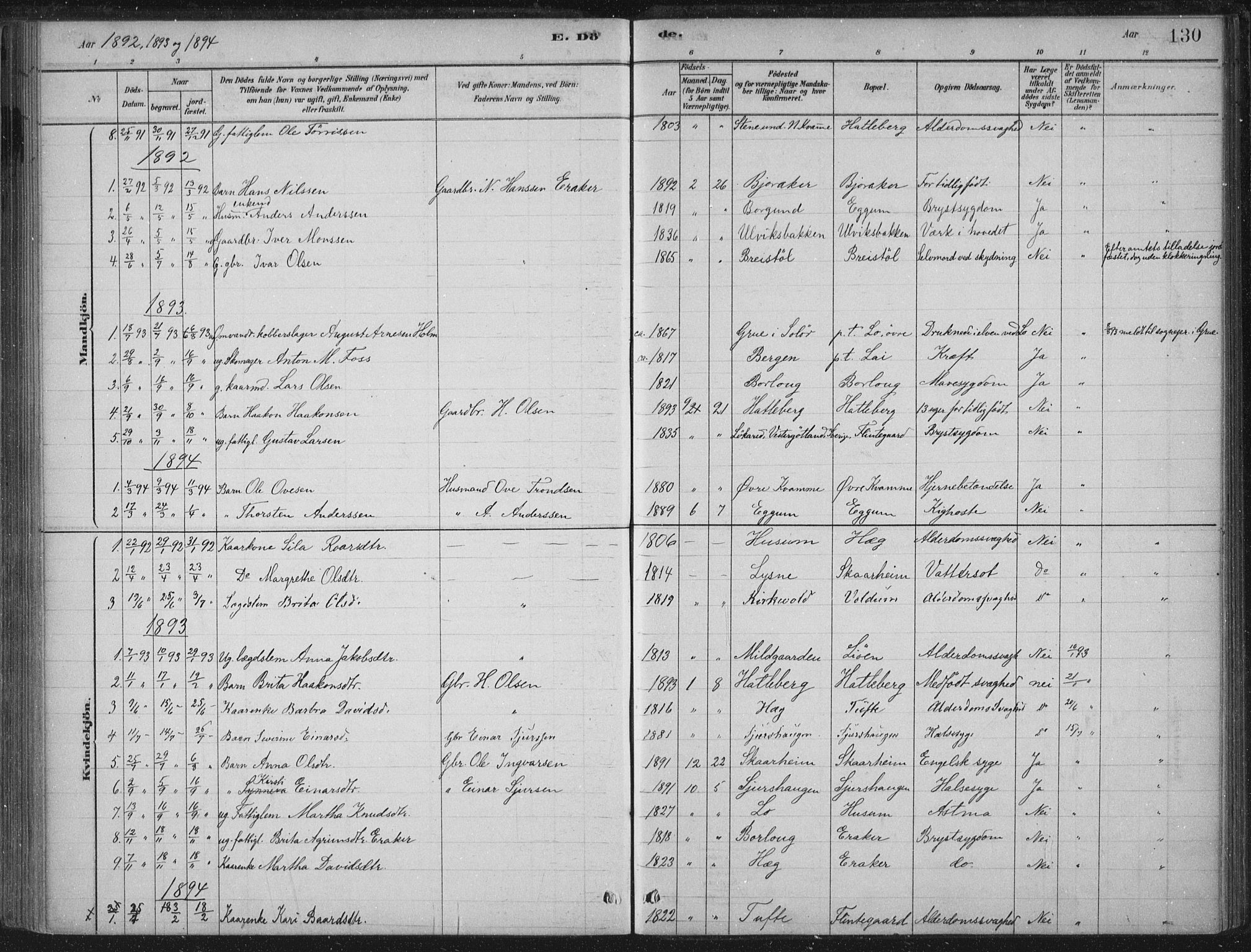 Lærdal sokneprestembete, AV/SAB-A-81201: Parish register (official) no. C  1, 1878-1911, p. 130