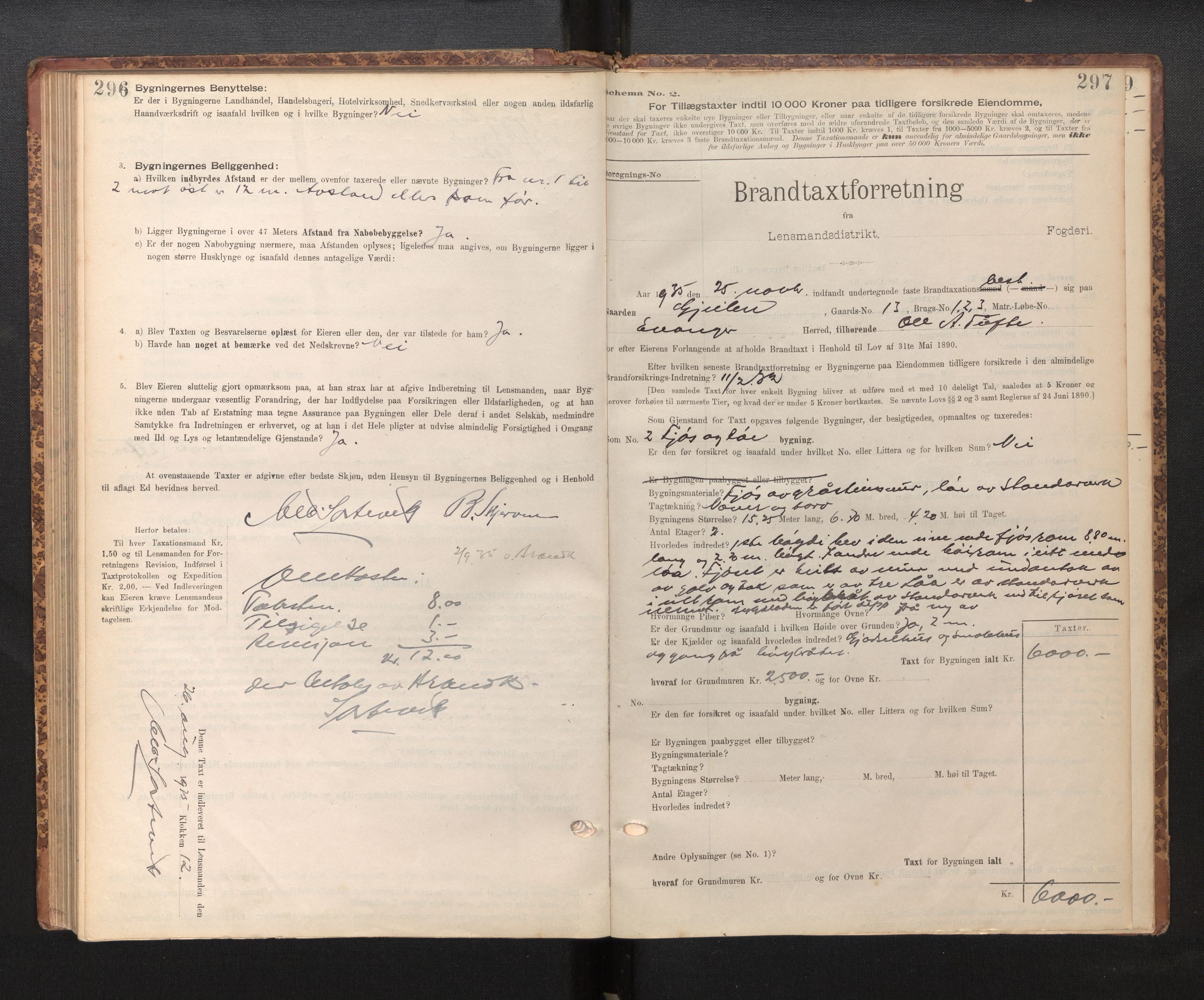 Lensmannen i Evanger, AV/SAB-A-31701/0012/L0005: Branntakstprotokoll, skjematakst, 1895-1935, p. 296-297