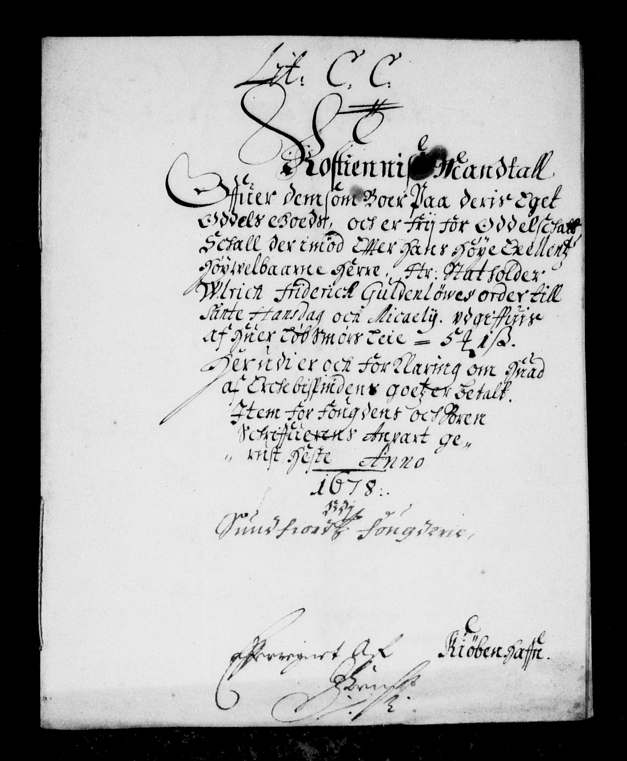 Rentekammeret inntil 1814, Reviderte regnskaper, Stiftamtstueregnskaper, Bergen stiftamt, RA/EA-6043/R/Rc/L0052: Bergen stiftamt, 1678