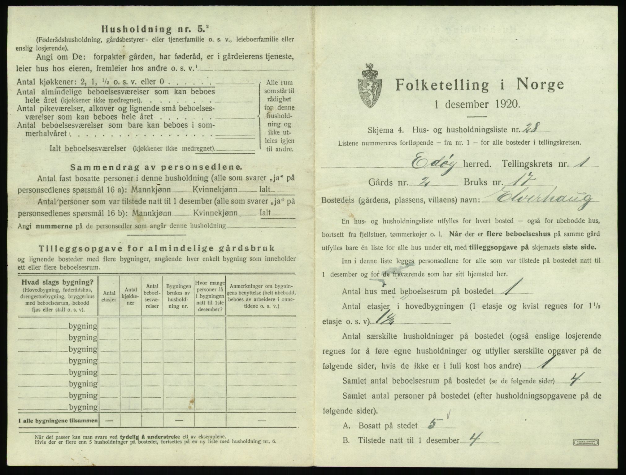 SAT, 1920 census for Edøy, 1920, p. 86