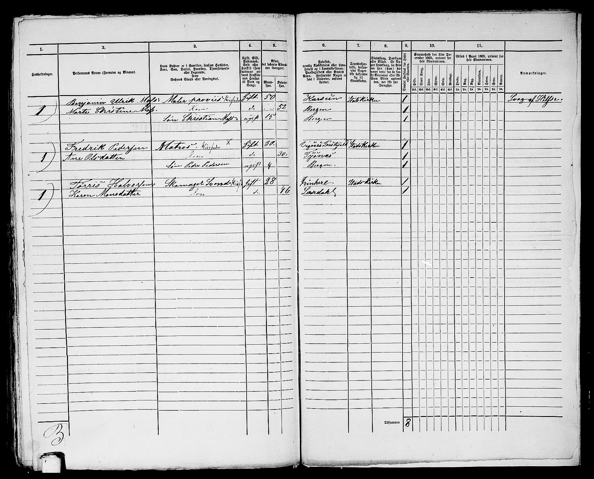 RA, 1865 census for Bergen, 1865, p. 1557