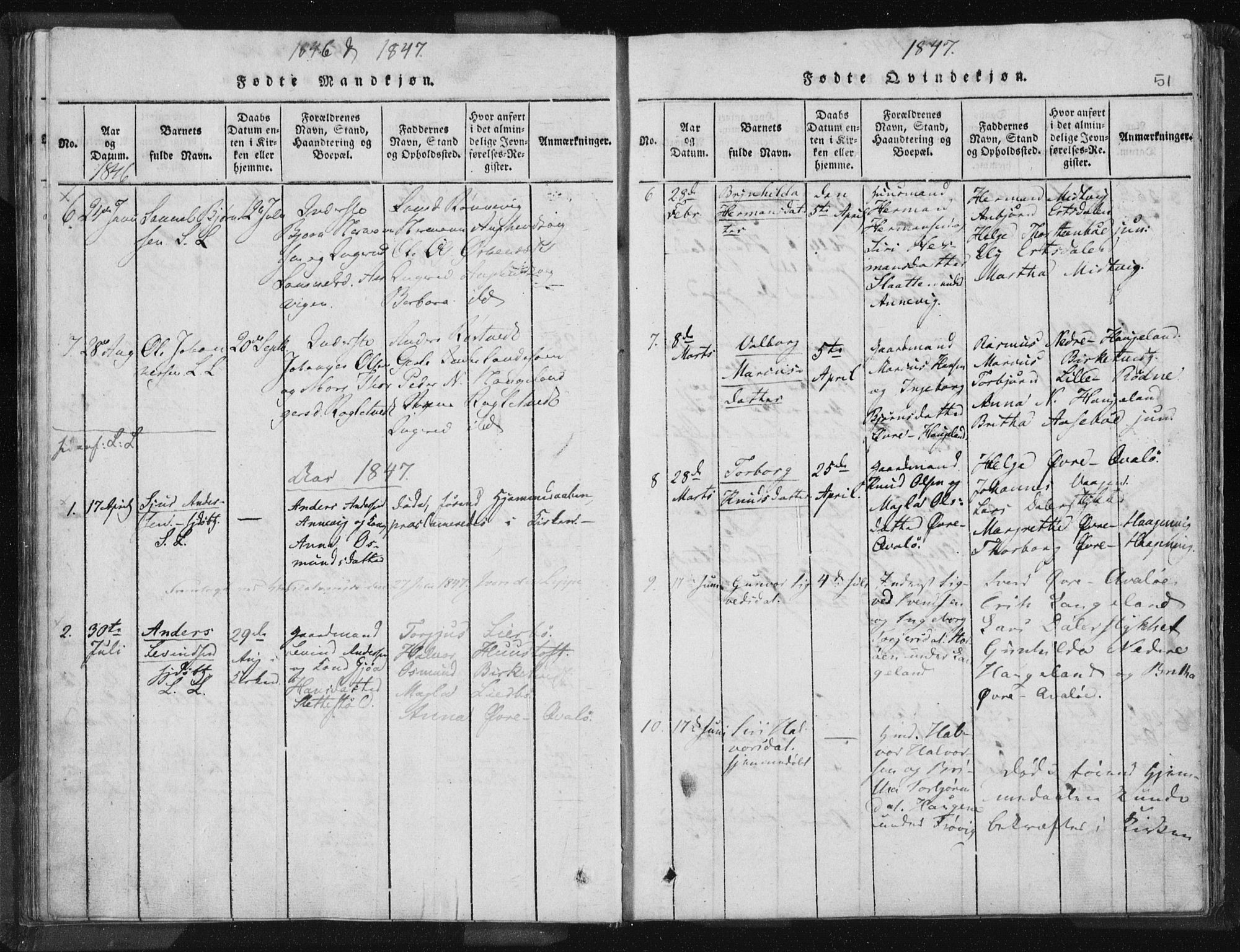 Vikedal sokneprestkontor, SAST/A-101840/01/IV: Parish register (official) no. A 5, 1817-1850, p. 51
