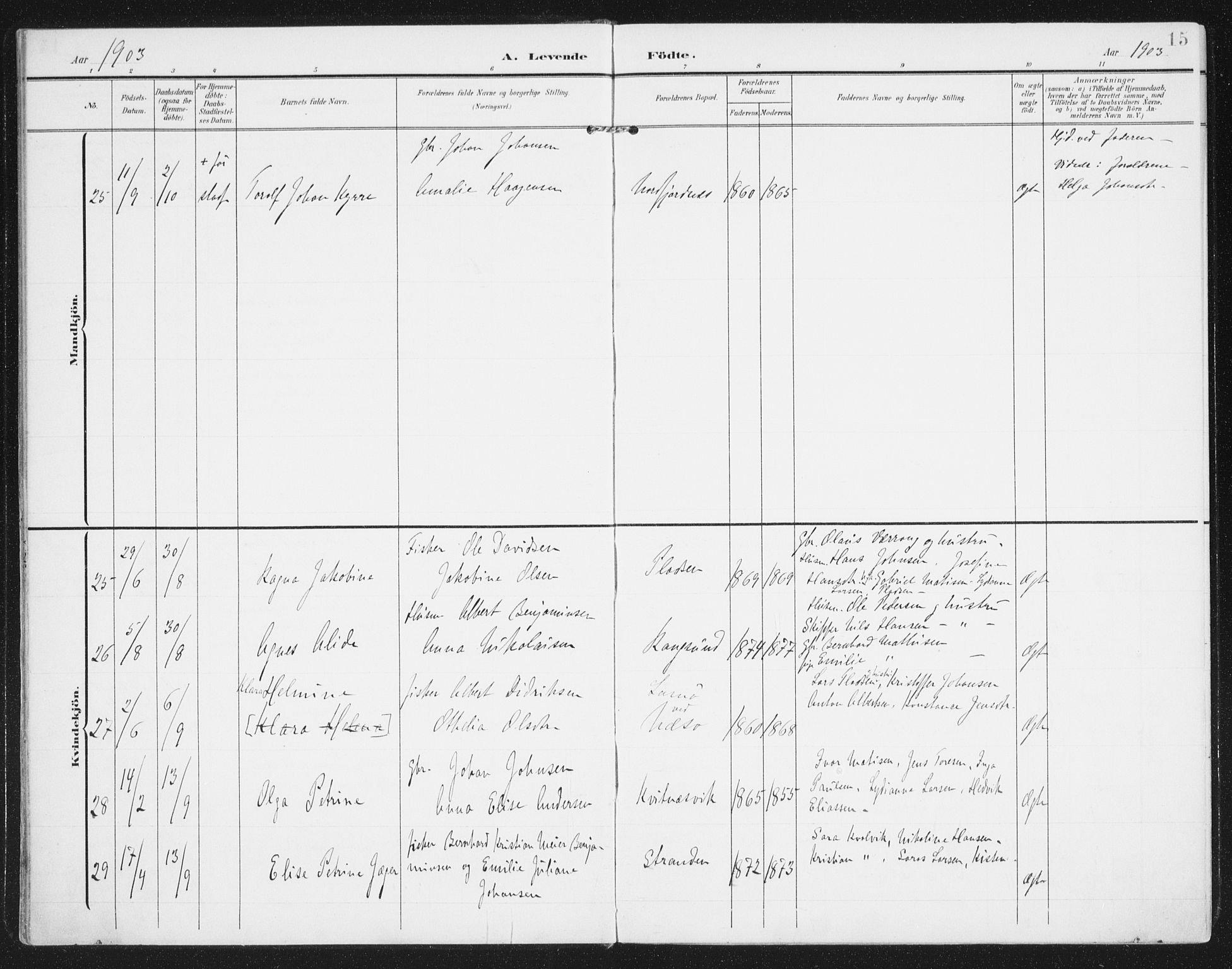 Ministerialprotokoller, klokkerbøker og fødselsregistre - Nordland, AV/SAT-A-1459/841/L0612: Parish register (official) no. 841A15, 1902-1910, p. 15