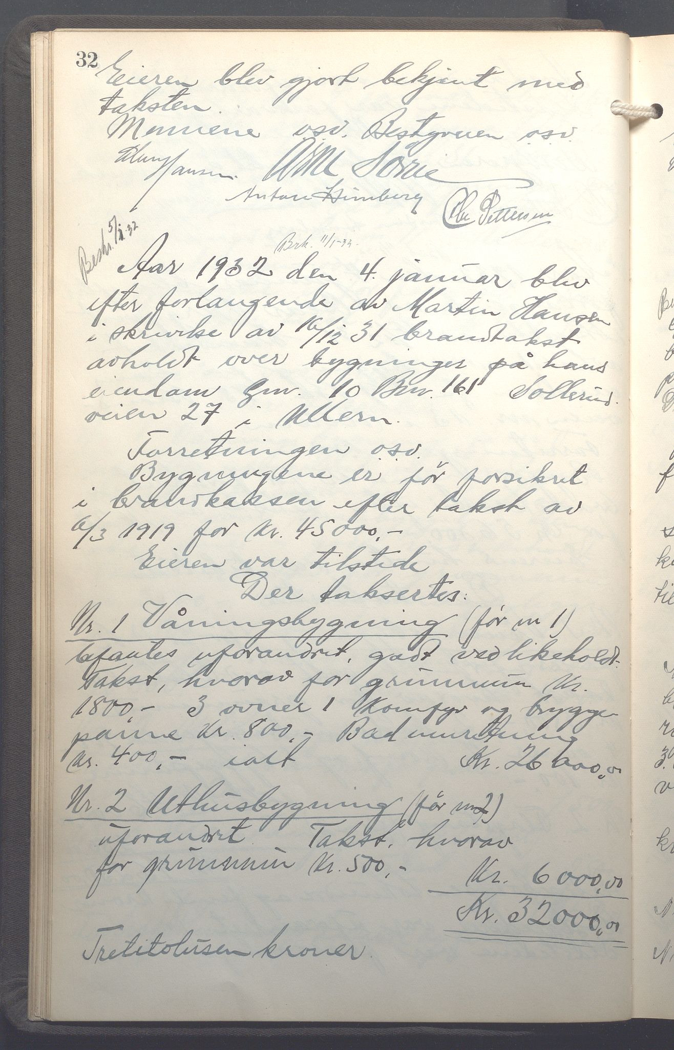 Lensmennene i Aker, OBA/A-10133/F/Fb/L0004: Branntakstprotokoll, 1931-1937, p. 32