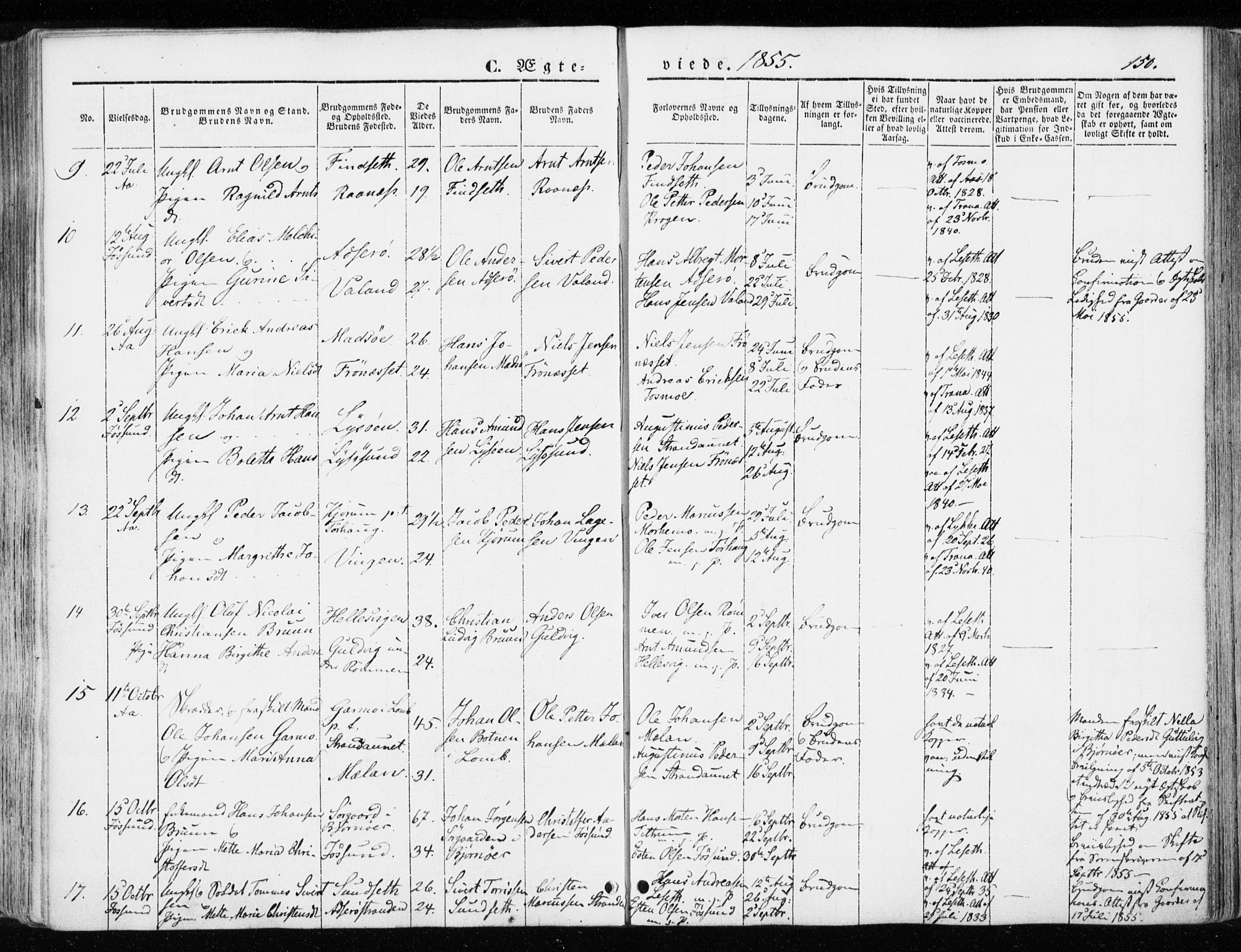 Ministerialprotokoller, klokkerbøker og fødselsregistre - Sør-Trøndelag, SAT/A-1456/655/L0677: Parish register (official) no. 655A06, 1847-1860, p. 150
