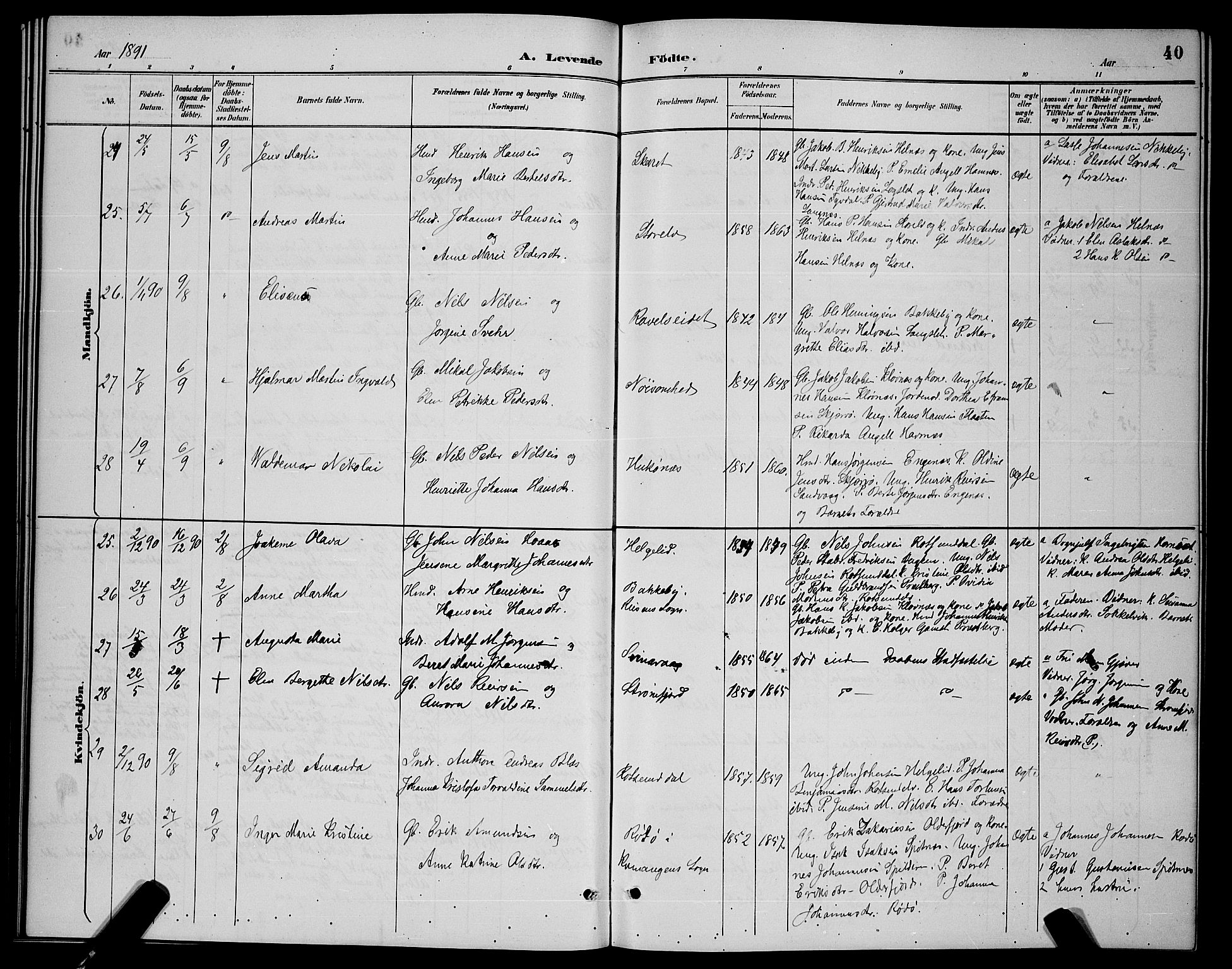 Skjervøy sokneprestkontor, AV/SATØ-S-1300/H/Ha/Hab/L0007klokker: Parish register (copy) no. 7, 1889-1899, p. 40