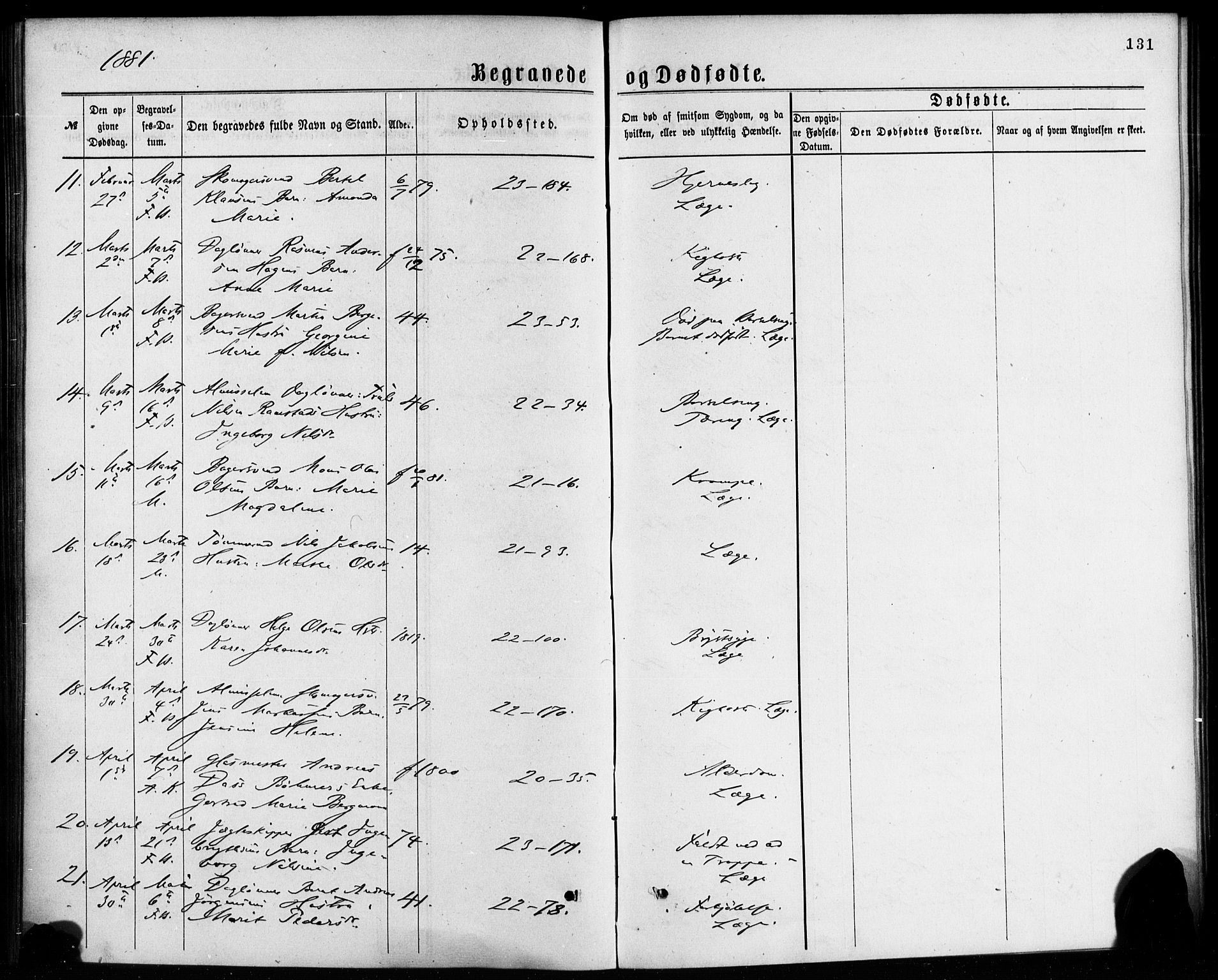 Korskirken sokneprestembete, SAB/A-76101/H/Haa/L0046: Parish register (official) no. E 4, 1875-1883, p. 131