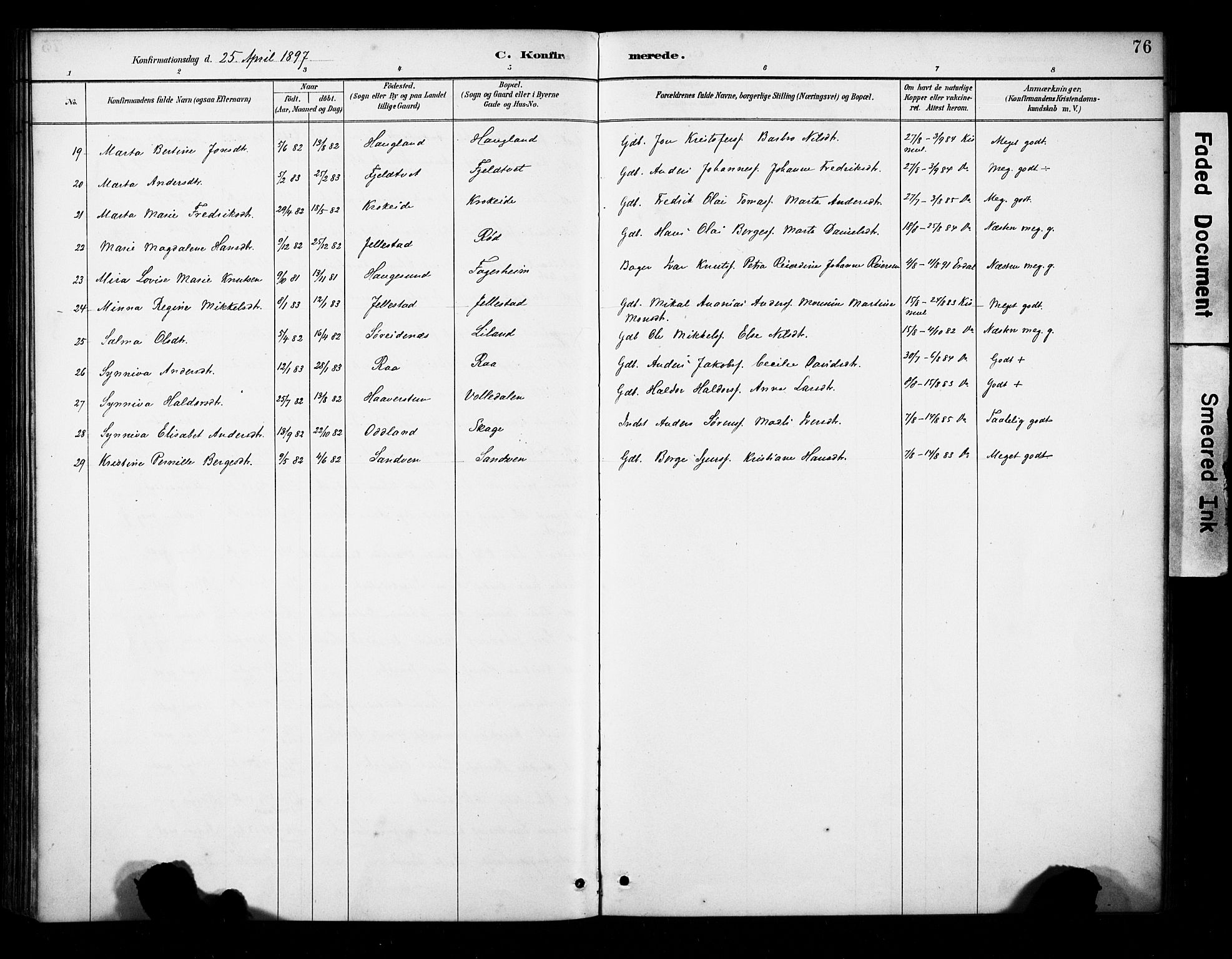 Fana Sokneprestembete, AV/SAB-A-75101/H/Haa/Haab/L0002: Parish register (official) no. B 2, 1890-1897, p. 76