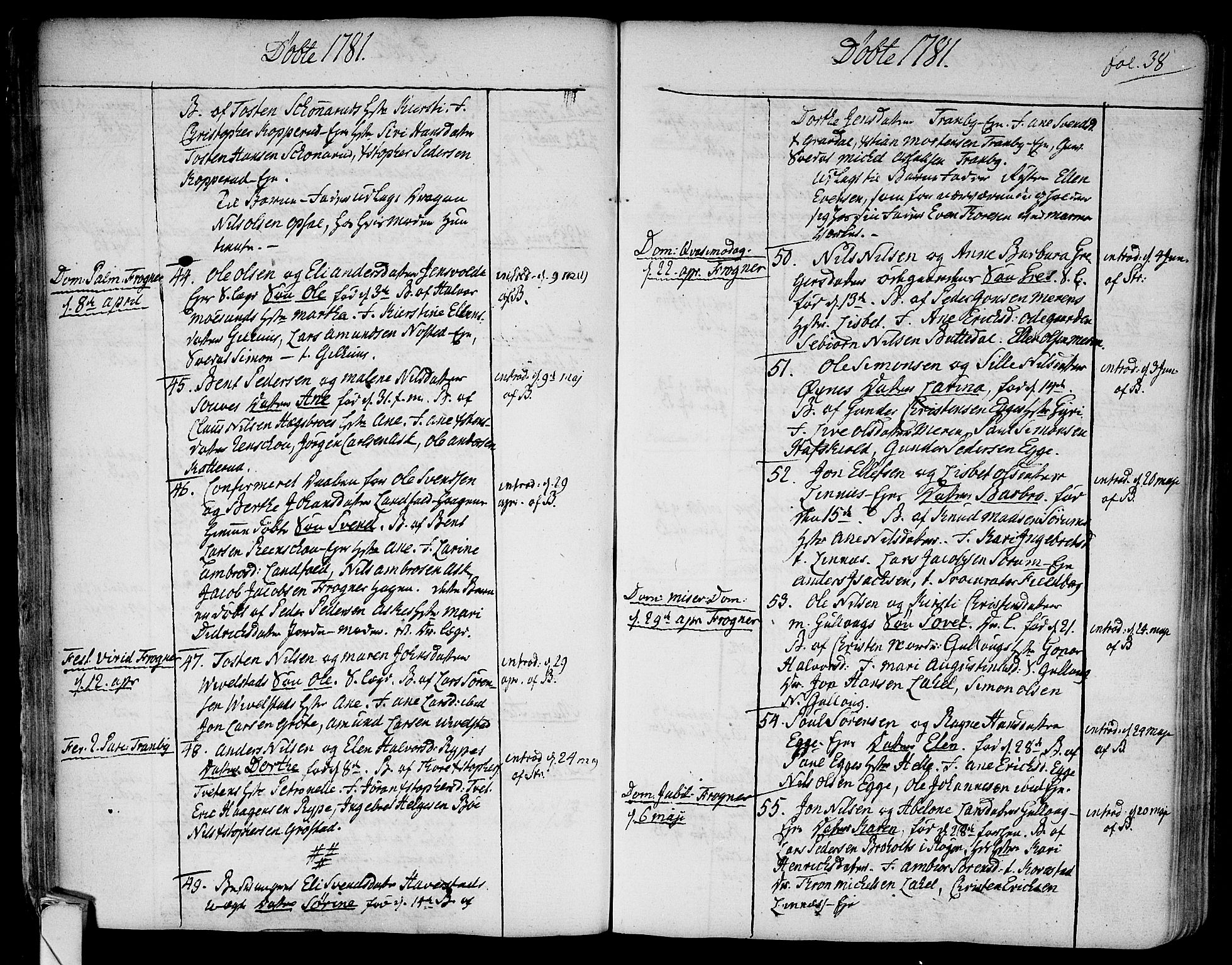 Lier kirkebøker, SAKO/A-230/F/Fa/L0006: Parish register (official) no. I 6, 1777-1794, p. 38