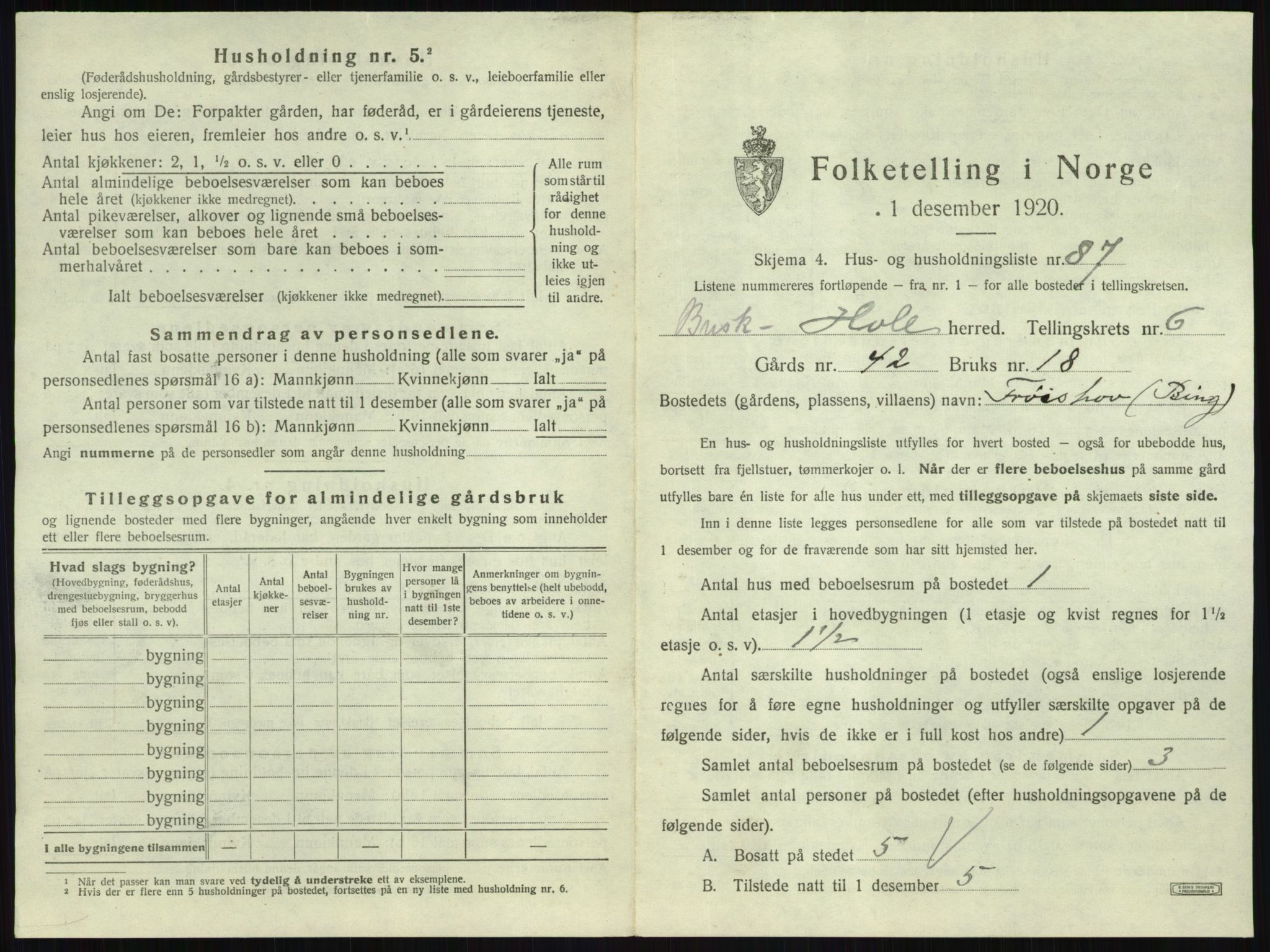 SAKO, 1920 census for Hole, 1920, p. 764