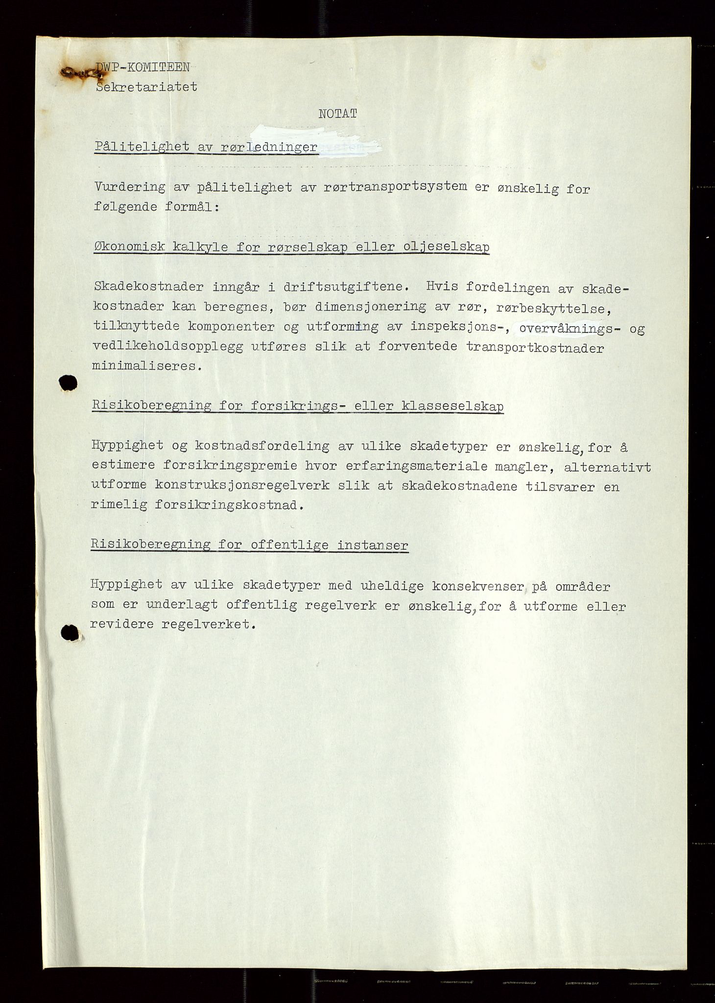 Industridepartementet, Oljekontoret, AV/SAST-A-101348/Di/L0004: DWP, møter, komite`møter, 761 forskning/teknologi, 1972-1975, p. 94