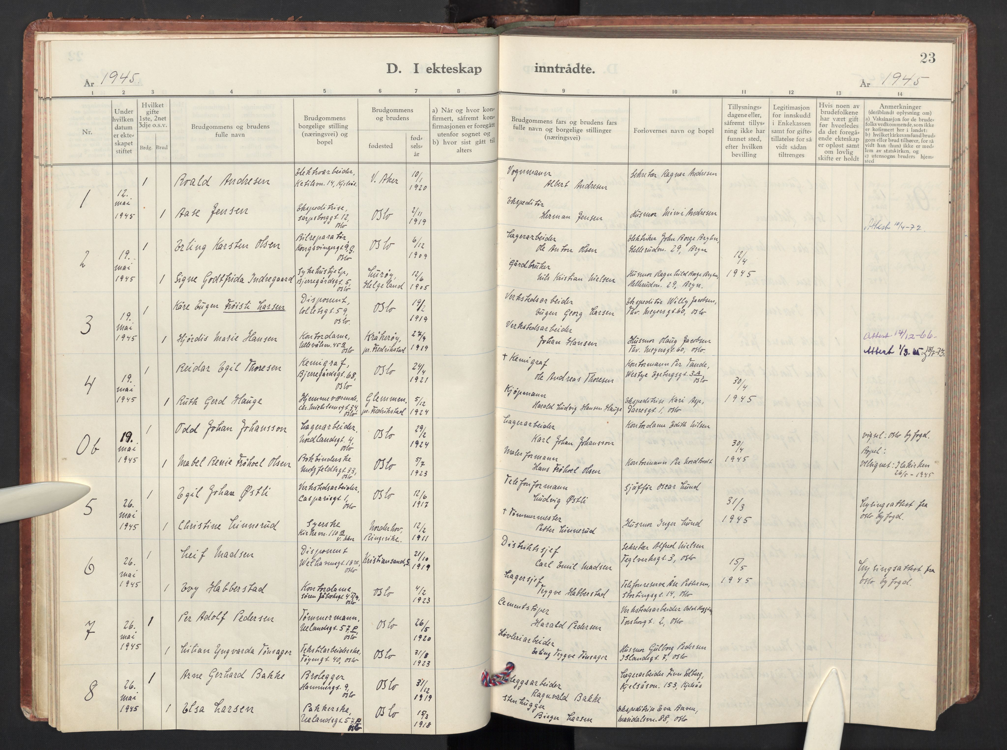 Iladalen småkirkemenighet Kirkebøker, AV/SAO-A-10326a/F/L0002: Parish register (official) no. 2, 1938-1976, p. 23