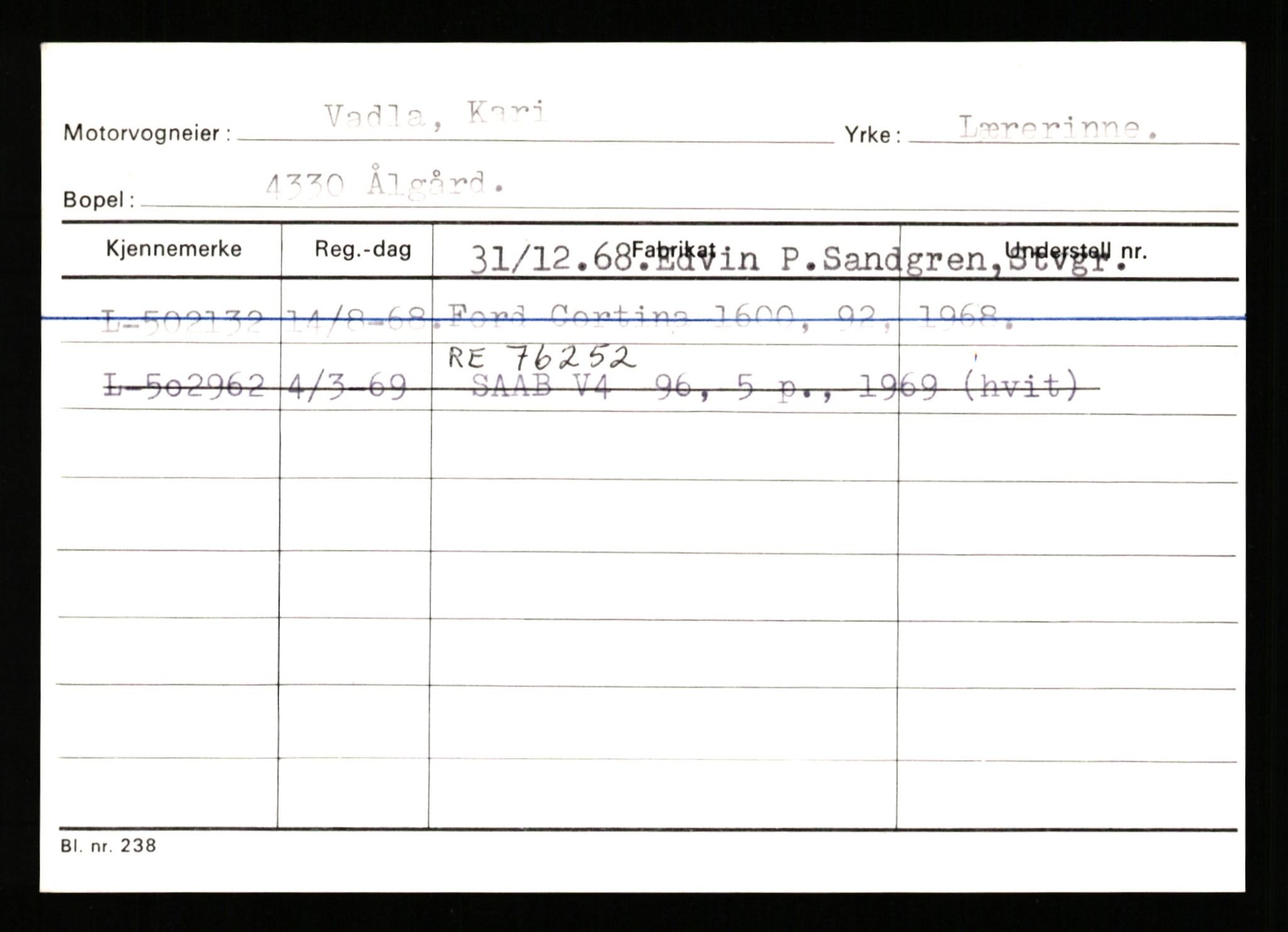 Stavanger trafikkstasjon, AV/SAST-A-101942/0/H/L0041: Uglevik - Vaule, 1930-1971, p. 1020