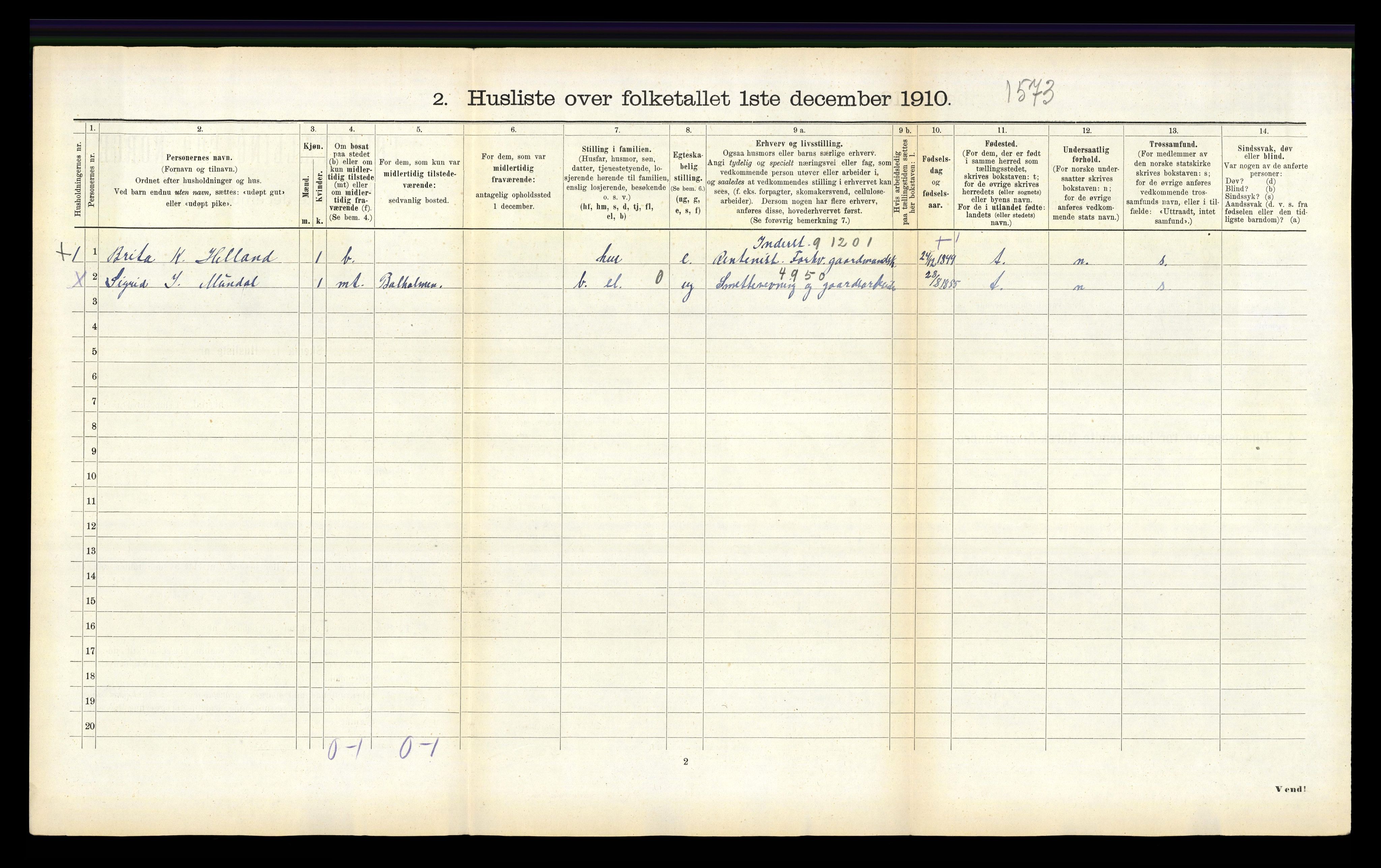 RA, 1910 census for Balestrand, 1910, p. 145