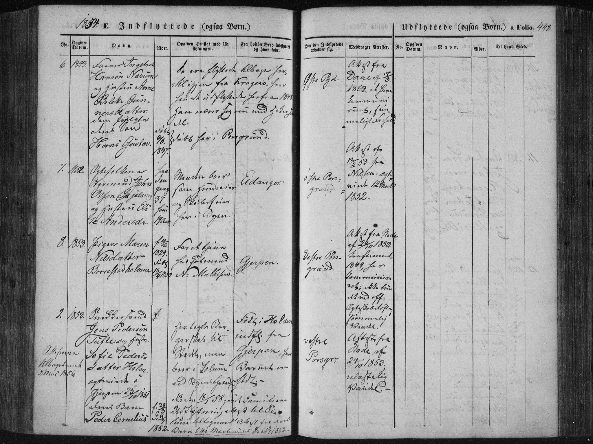 Porsgrunn kirkebøker , SAKO/A-104/F/Fa/L0006: Parish register (official) no. 6, 1841-1857, p. 448
