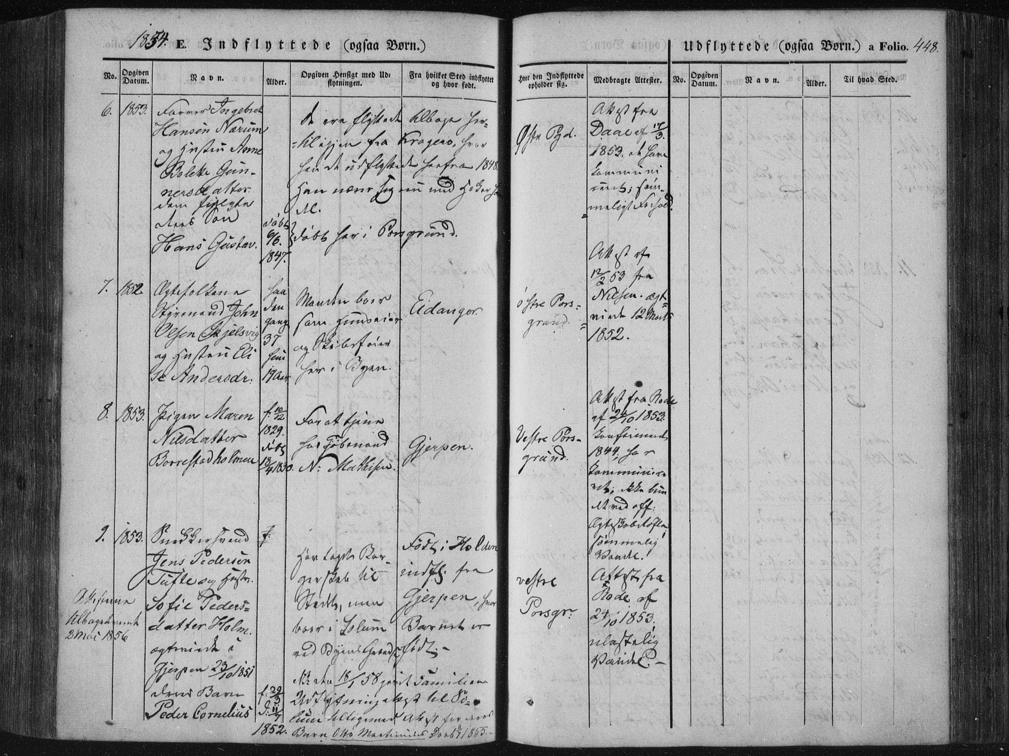 Porsgrunn kirkebøker , AV/SAKO-A-104/F/Fa/L0006: Parish register (official) no. 6, 1841-1857, p. 448