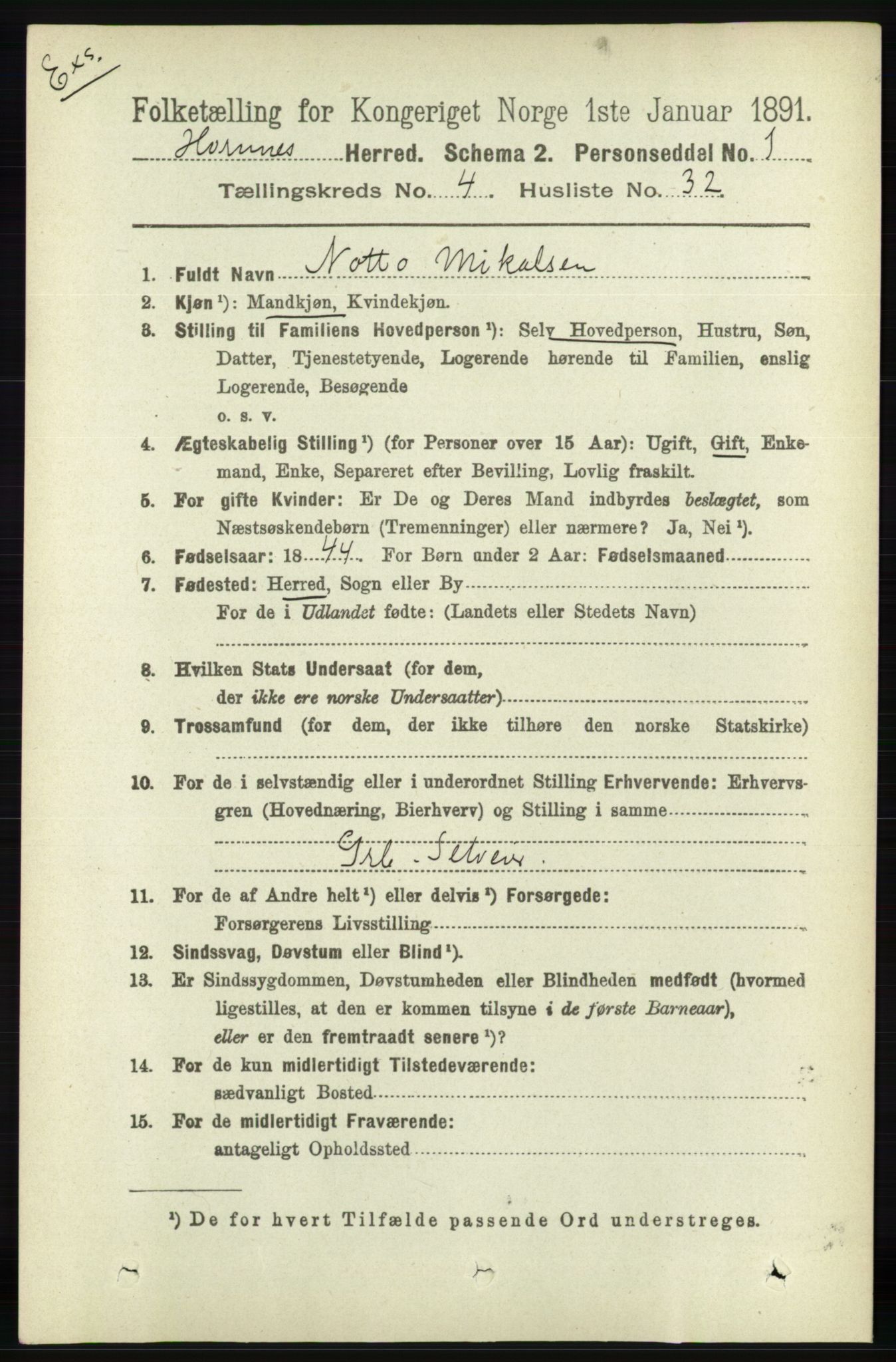 RA, Census 1891 for Nedenes amt: Gjenparter av personsedler for beslektede ektefeller, menn, 1891, p. 985