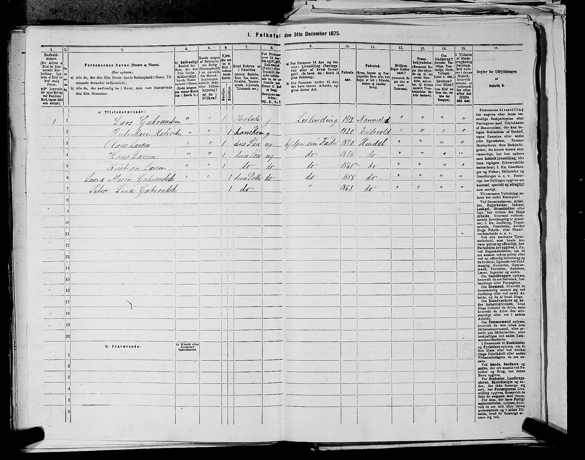 RA, 1875 census for 0239P Hurdal, 1875, p. 699