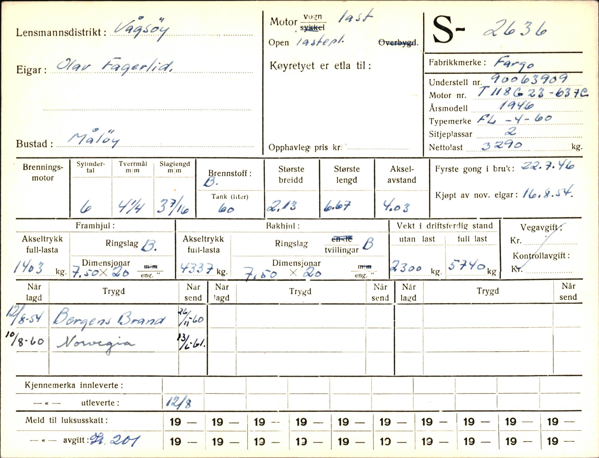 Statens vegvesen, Sogn og Fjordane vegkontor, AV/SAB-A-5301/4/F/L0004: Registerkort utmeldte Fjordane S2500-2700, S7200-7899, 1930-1961, p. 161
