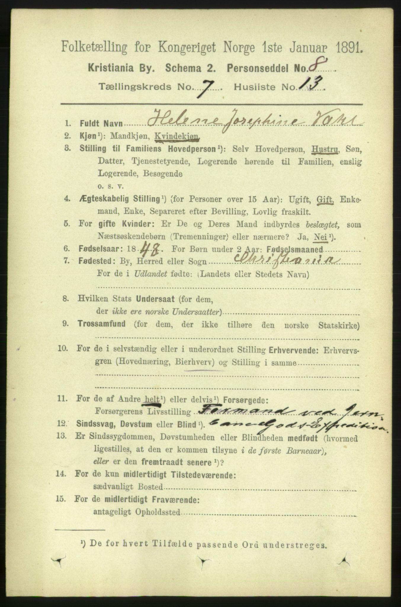 RA, 1891 census for 0301 Kristiania, 1891, p. 2921