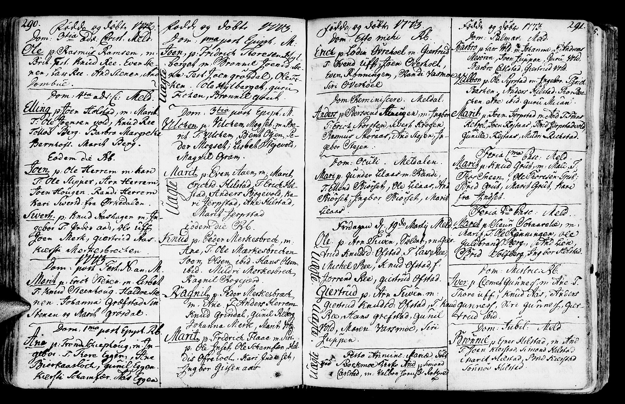 Ministerialprotokoller, klokkerbøker og fødselsregistre - Sør-Trøndelag, SAT/A-1456/672/L0851: Parish register (official) no. 672A04, 1751-1775, p. 290-291