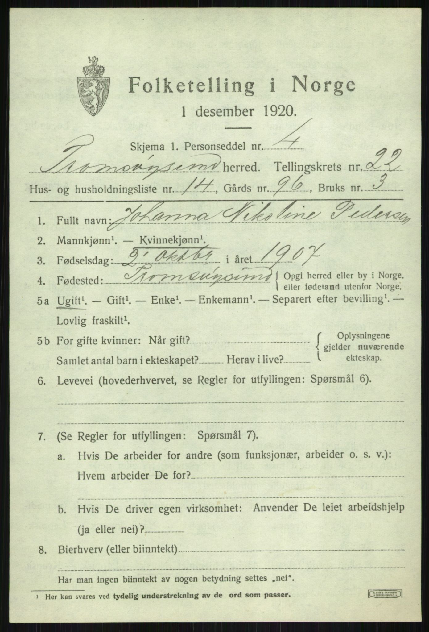 SATØ, 1920 census for Tromsøysund, 1920, p. 11468