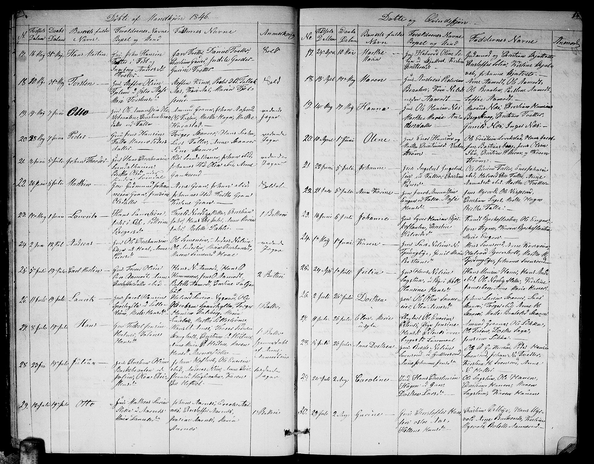 Fet prestekontor Kirkebøker, AV/SAO-A-10370a/G/Ga/L0002: Parish register (copy) no. I 2, 1843-1859, p. 14