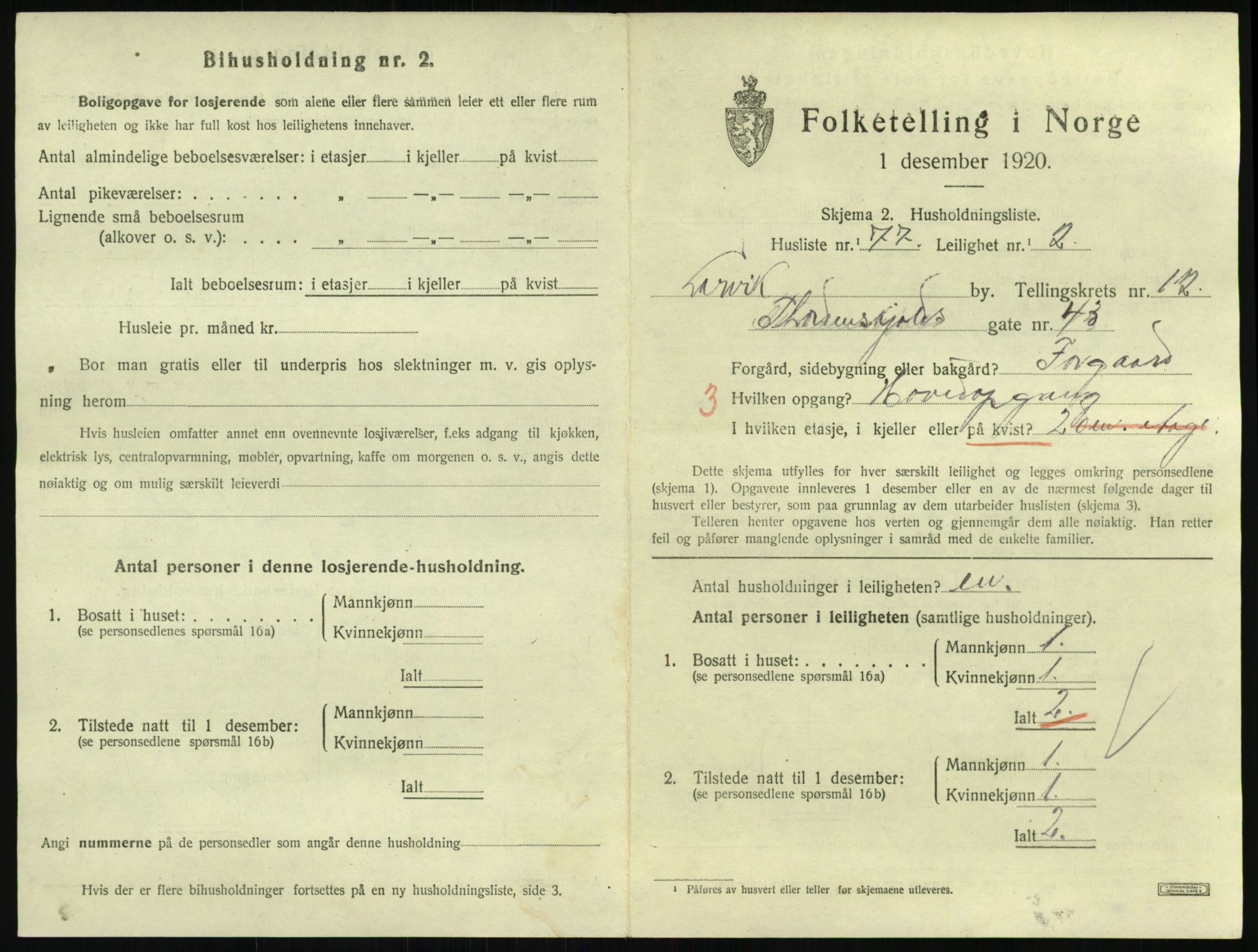 SAKO, 1920 census for Larvik, 1920, p. 8648