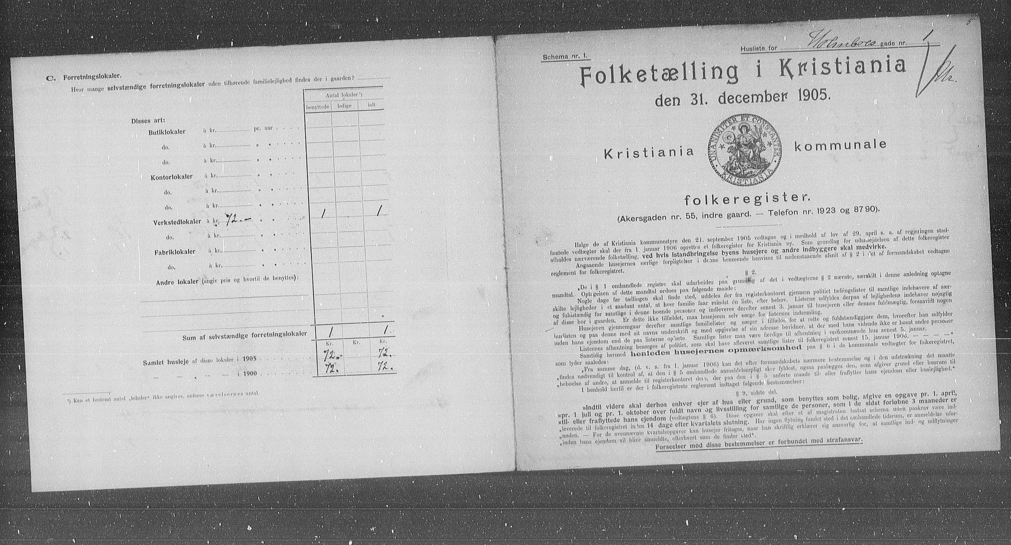 OBA, Municipal Census 1905 for Kristiania, 1905, p. 21186