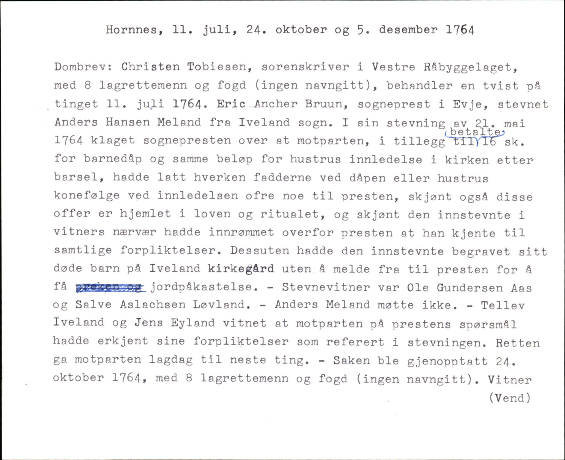 Riksarkivets diplomsamling, AV/RA-EA-5965/F35/F35k/L0003: Regestsedler: Prestearkiver fra Telemark, Agder, Vestlandet og Trøndelag, p. 265