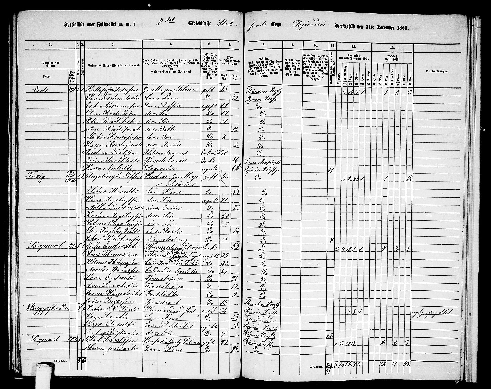 RA, 1865 census for Bjørnør, 1865, p. 145